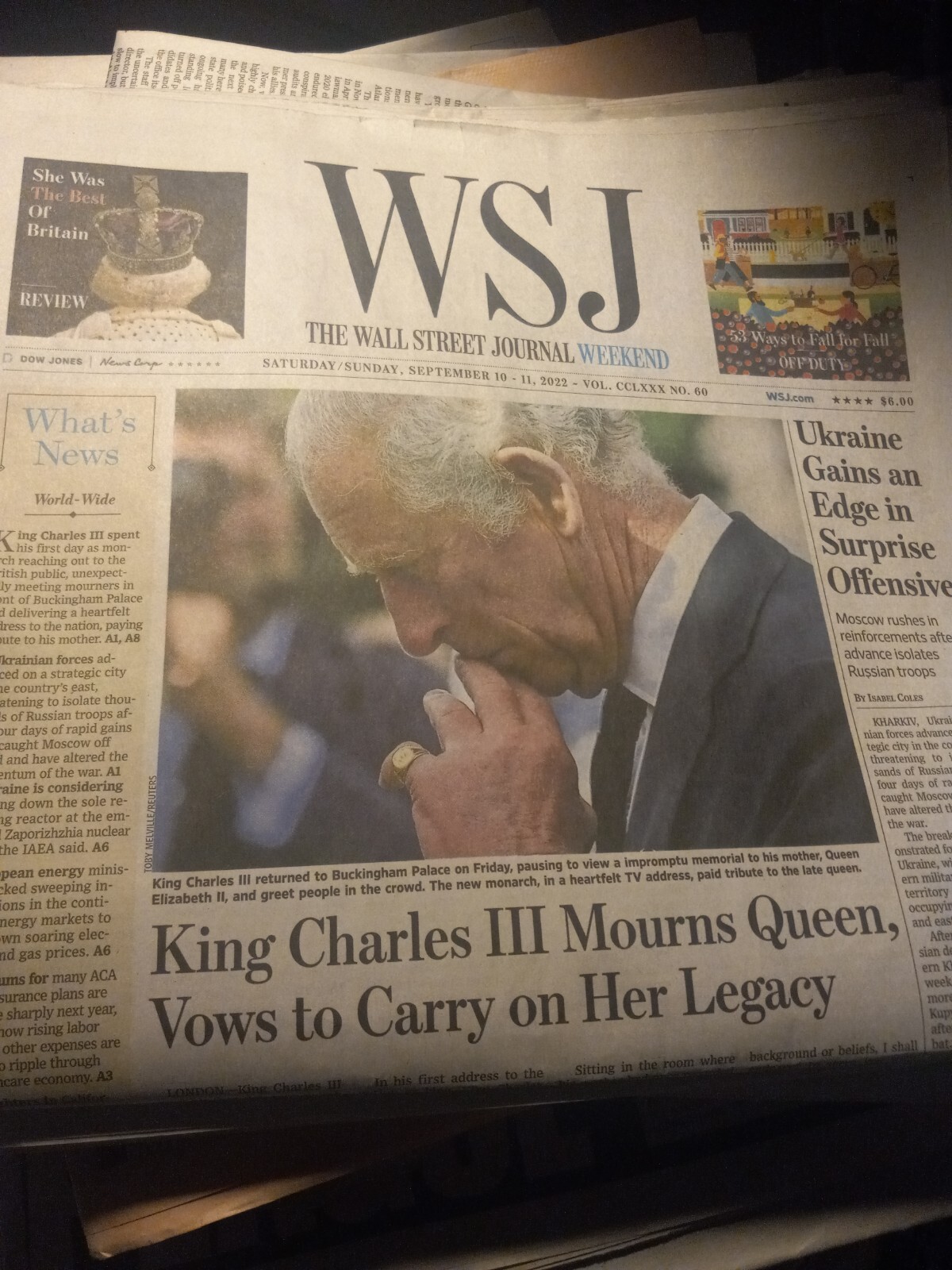 The Wallstreet Journal Weekend Saturday/Sunday 10-11 2022 King Charles III…