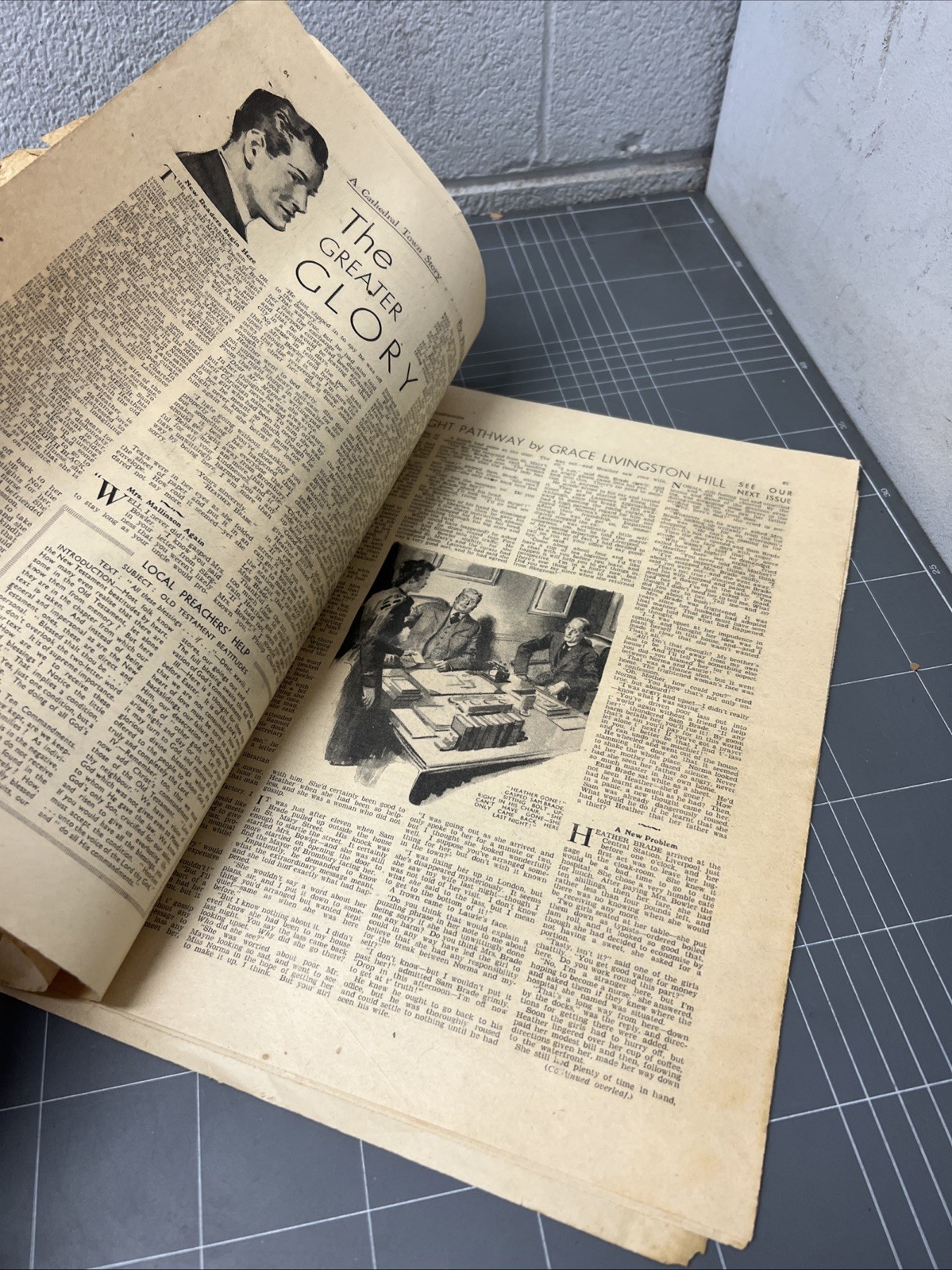 VINTAGE NEWSPAPER SUNDAY COMPANION 1940s ART SCRAPBOOKING JUNK JOURNAL CATHOLIC