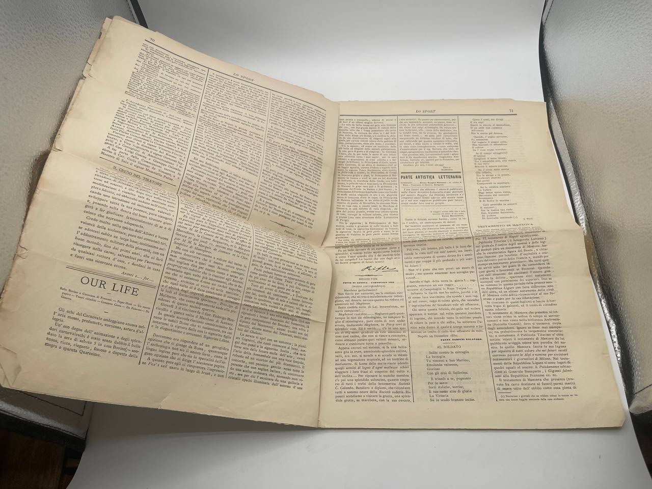 1881 Newspaper Lo Sport Sicily Canottaggio Boating – C32