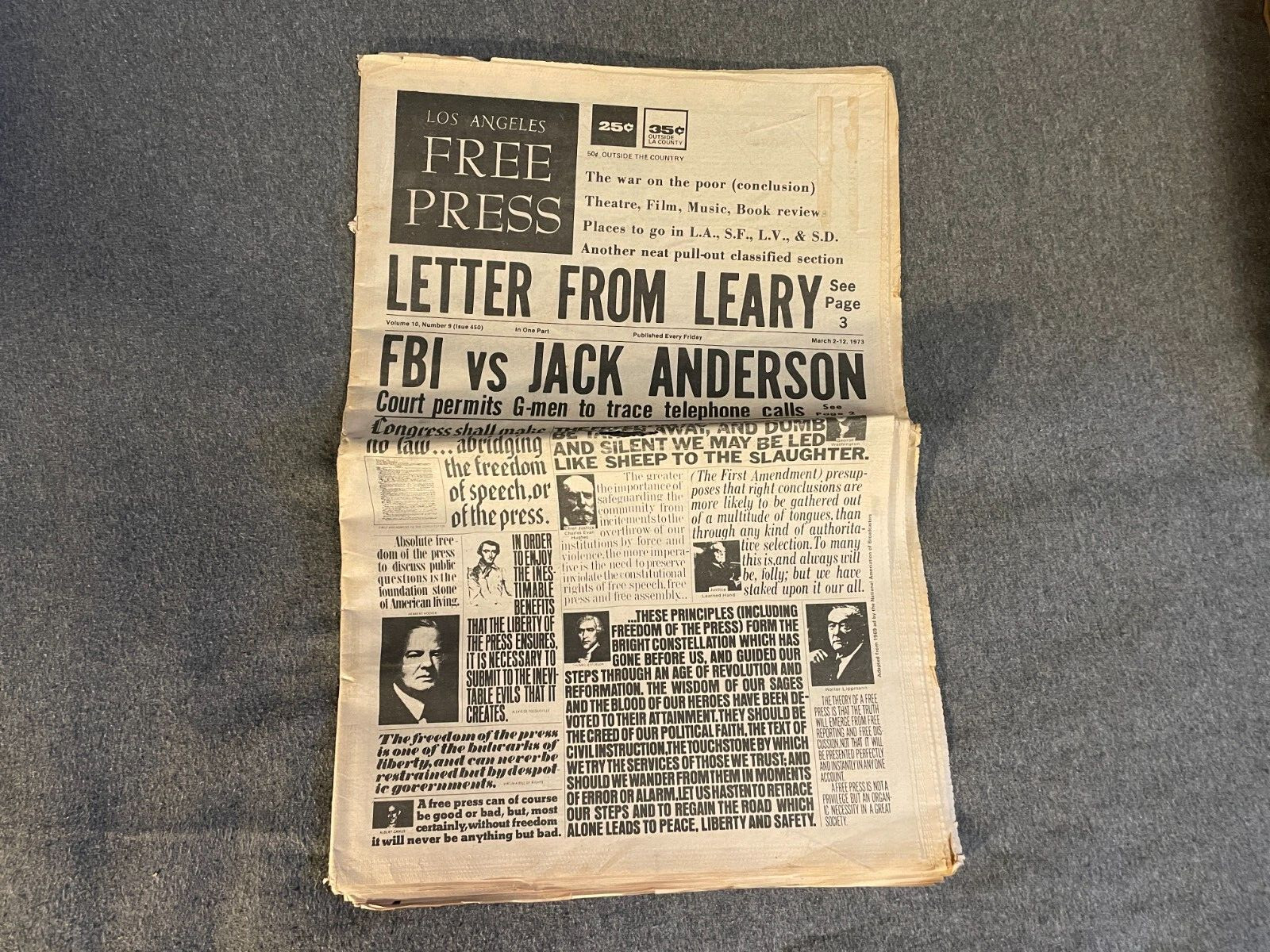 March 1973 Los Angeles Free Press Newspaper EARLY BRUCE SPRINGSTEEN CONCERT AD