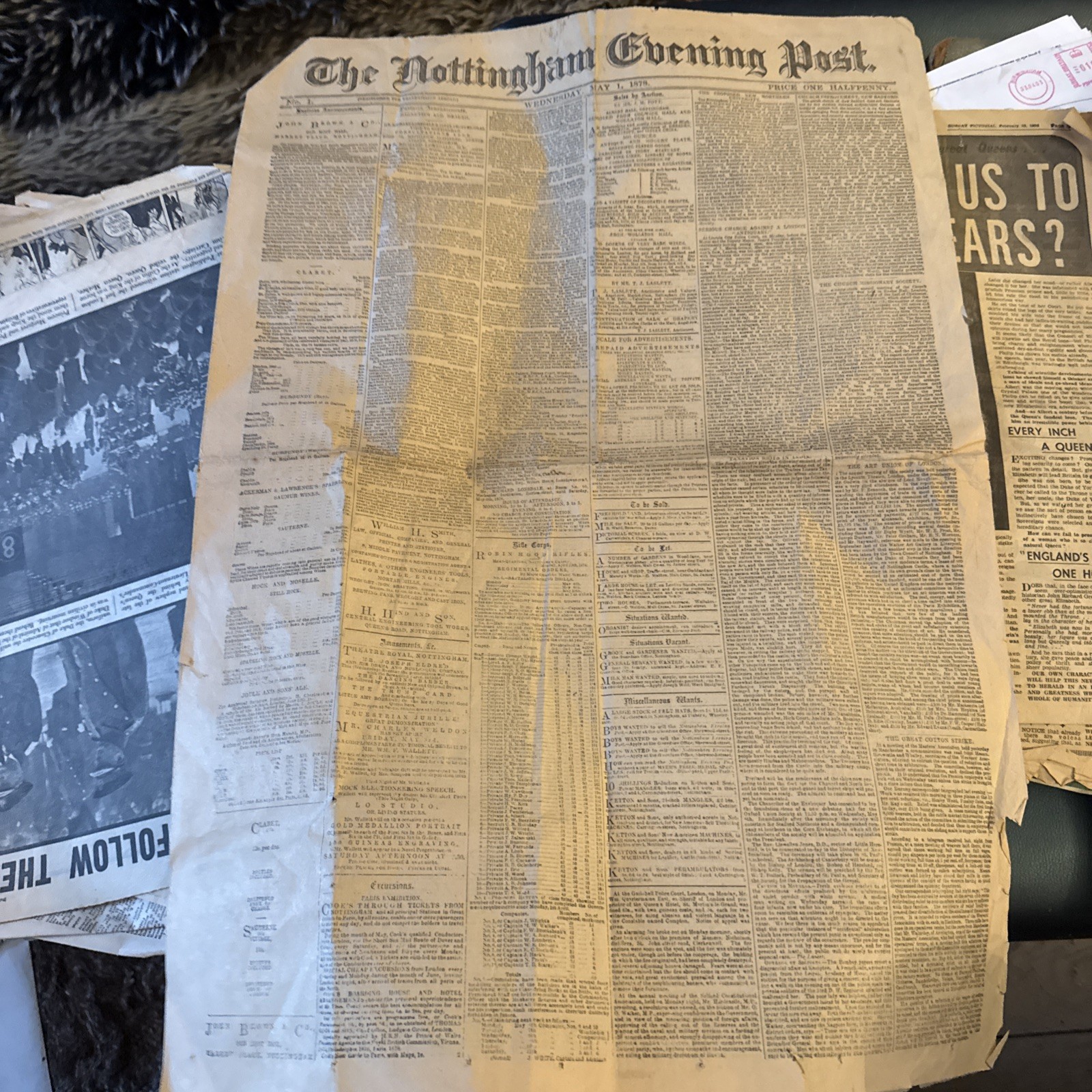 ANTIQUE NEWSPAPER THE NOTTINGHAM EVENING POST – 1878 – FIRST ISSUE – 140 YRS OLD