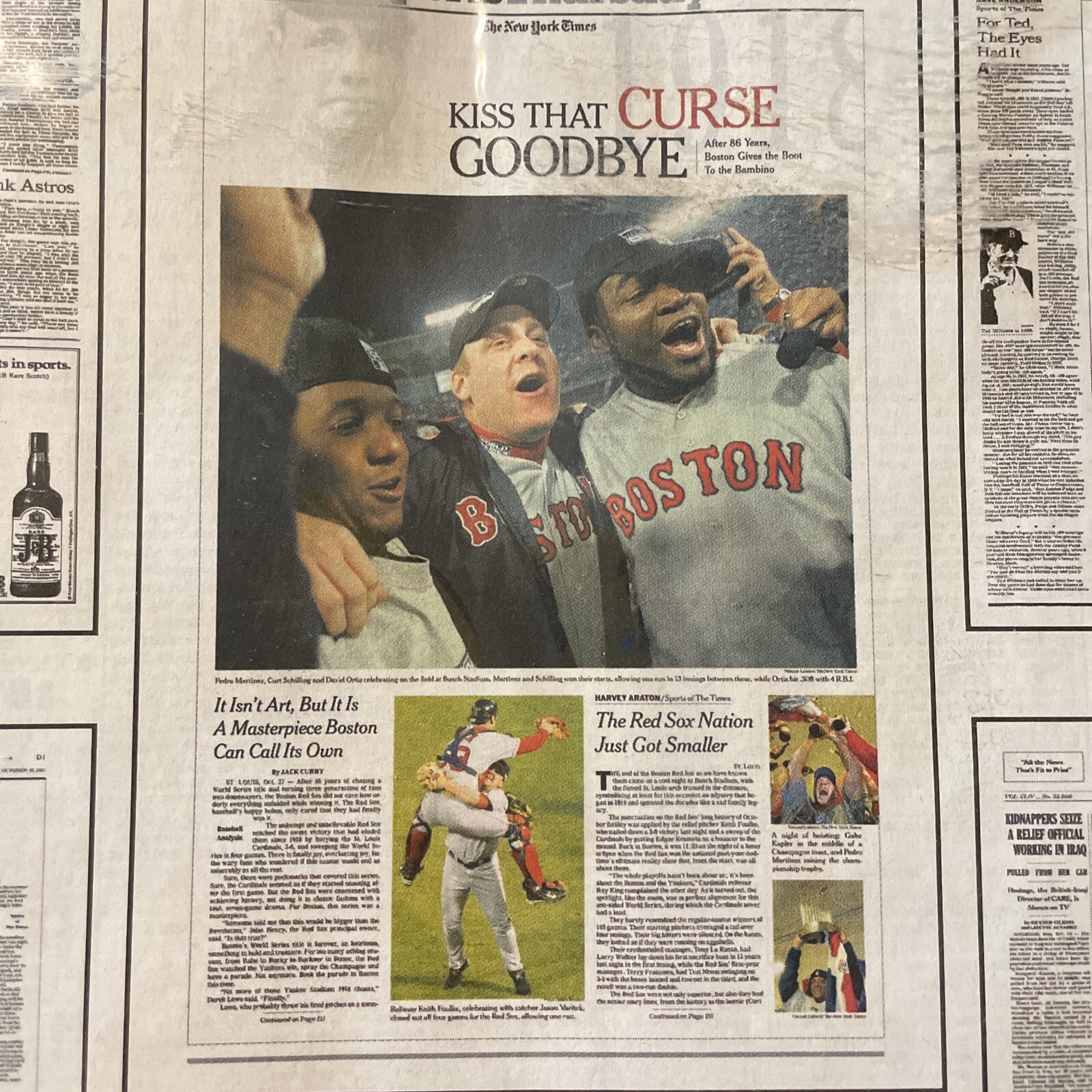 BOSTON RED SOX HISTORY MLB GREATEST MOMENTS NEW YORK TIMES PAPER 2009 NEW