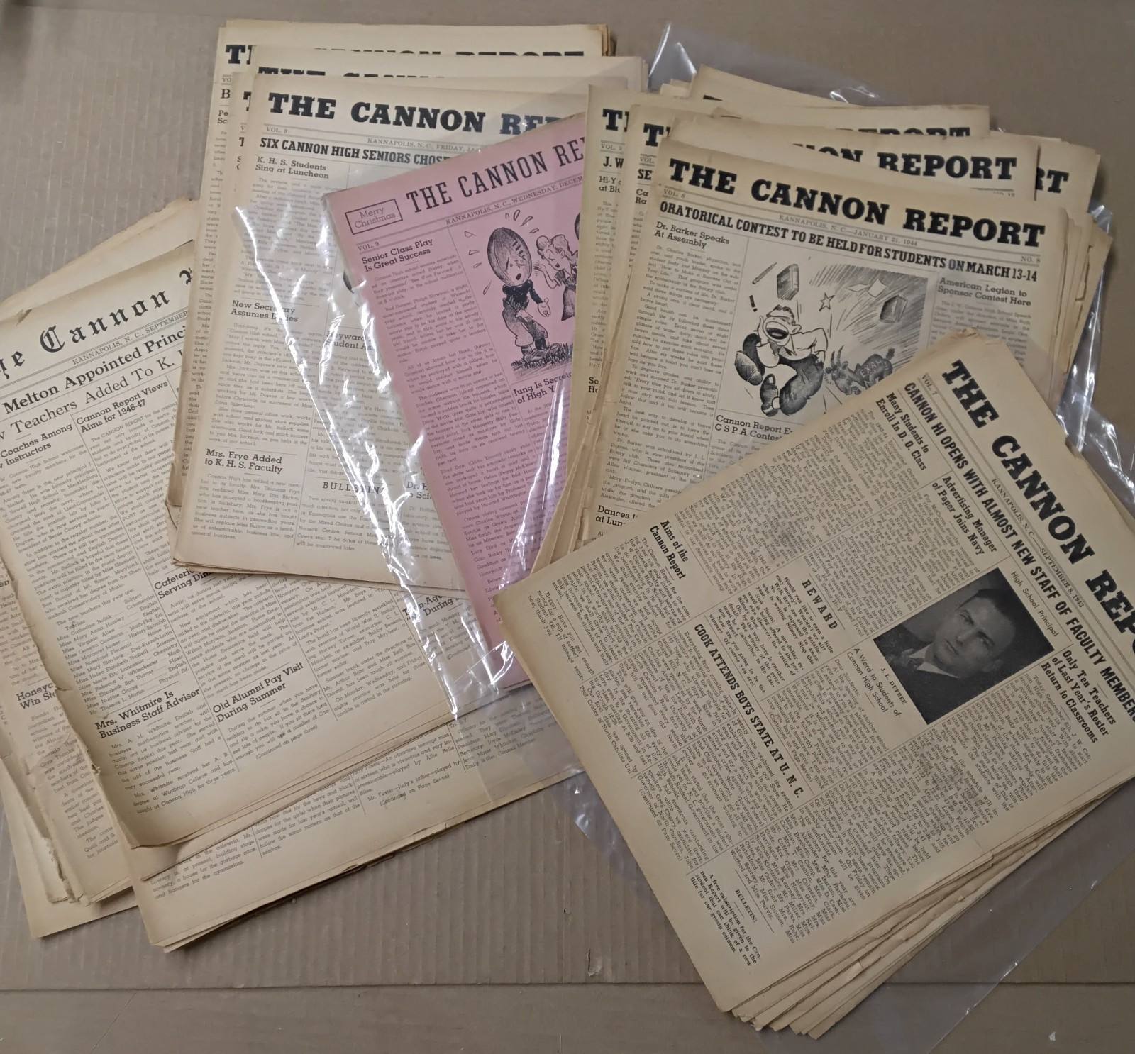 The Cannon Report High School Kannapolis NC Newspaper vtg Lot 1943 1944 1945 ’46