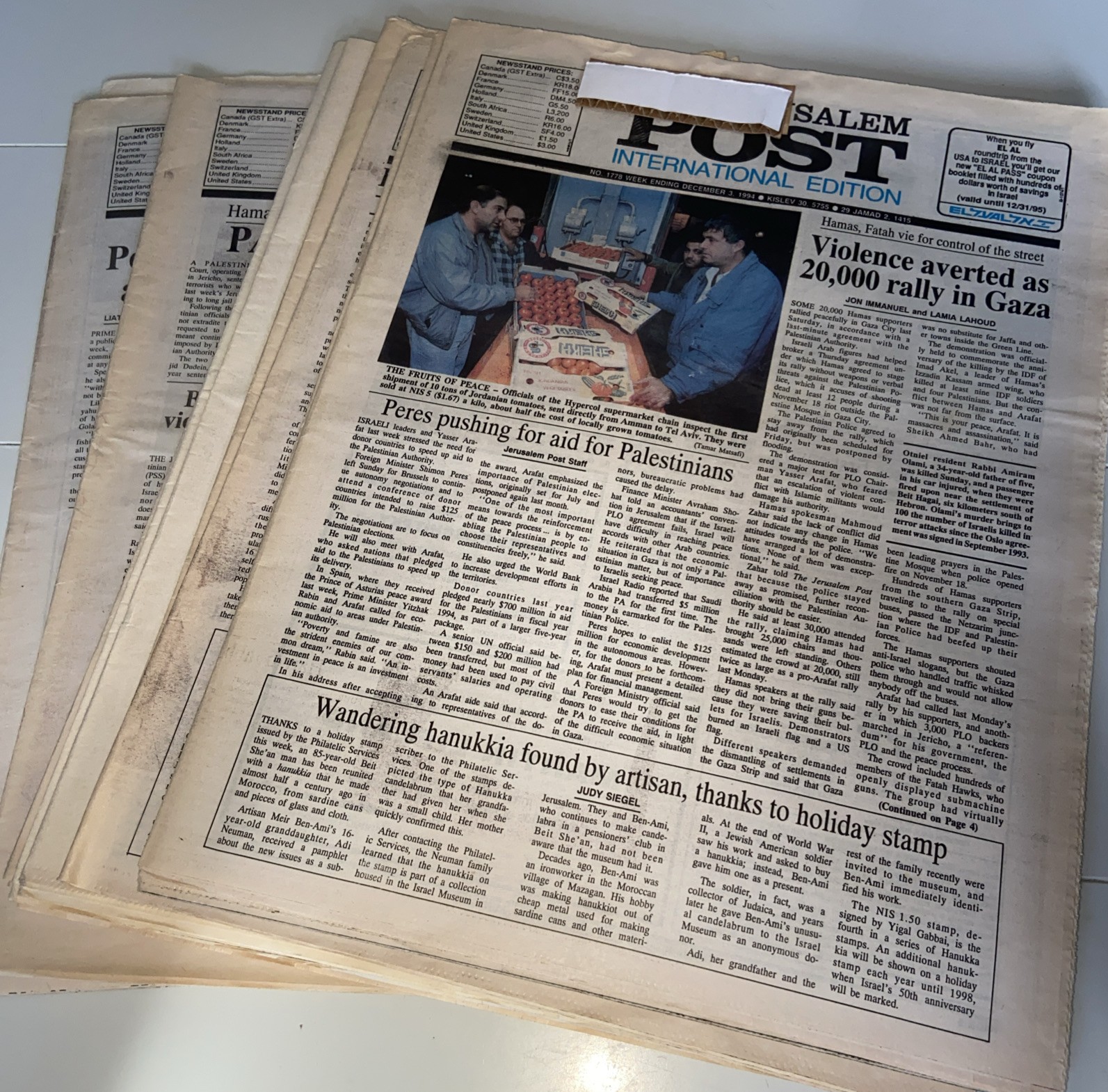 Lot Of 10 Vintage Jerusalem Post Newspaper International Edition 1994 ‘95 Israel