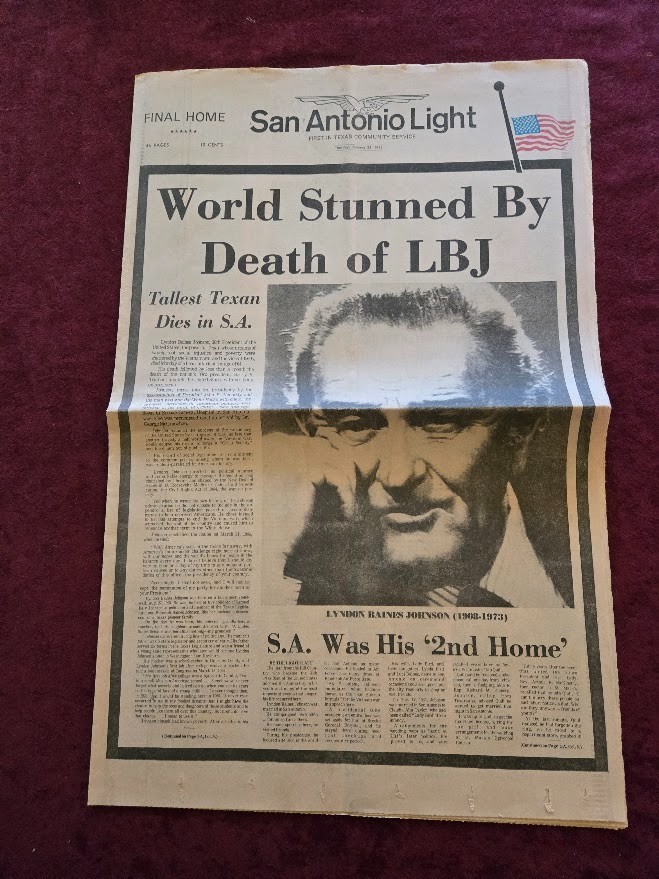 Vtg San Antonio Light Newspaper Lot~1969 Eisenhower~1972 Truman~73 LBJ~ 79 Wayne