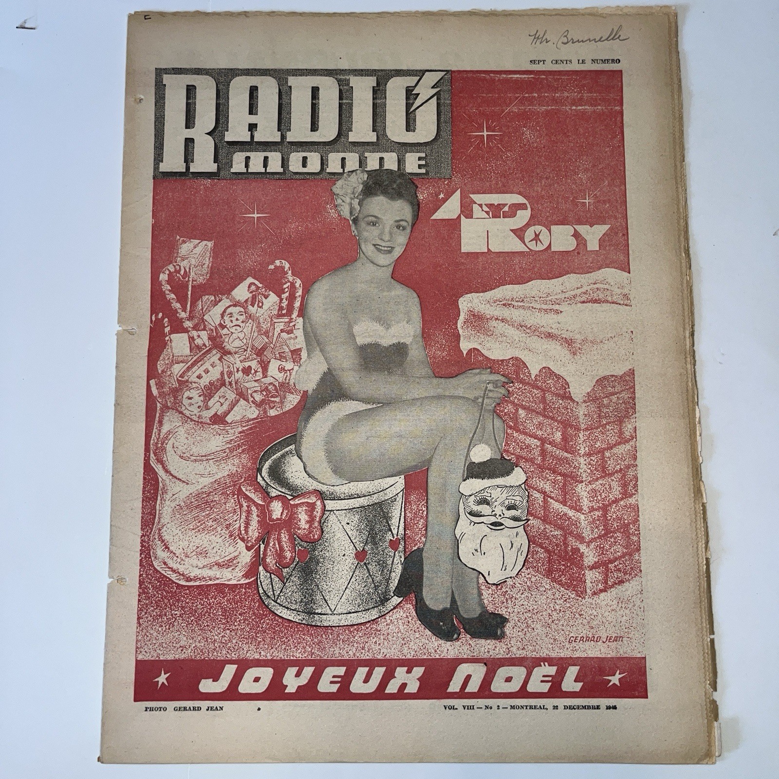 Alys Roby Radiomonde 1940’s Journal Radio-Canada Québec RARE