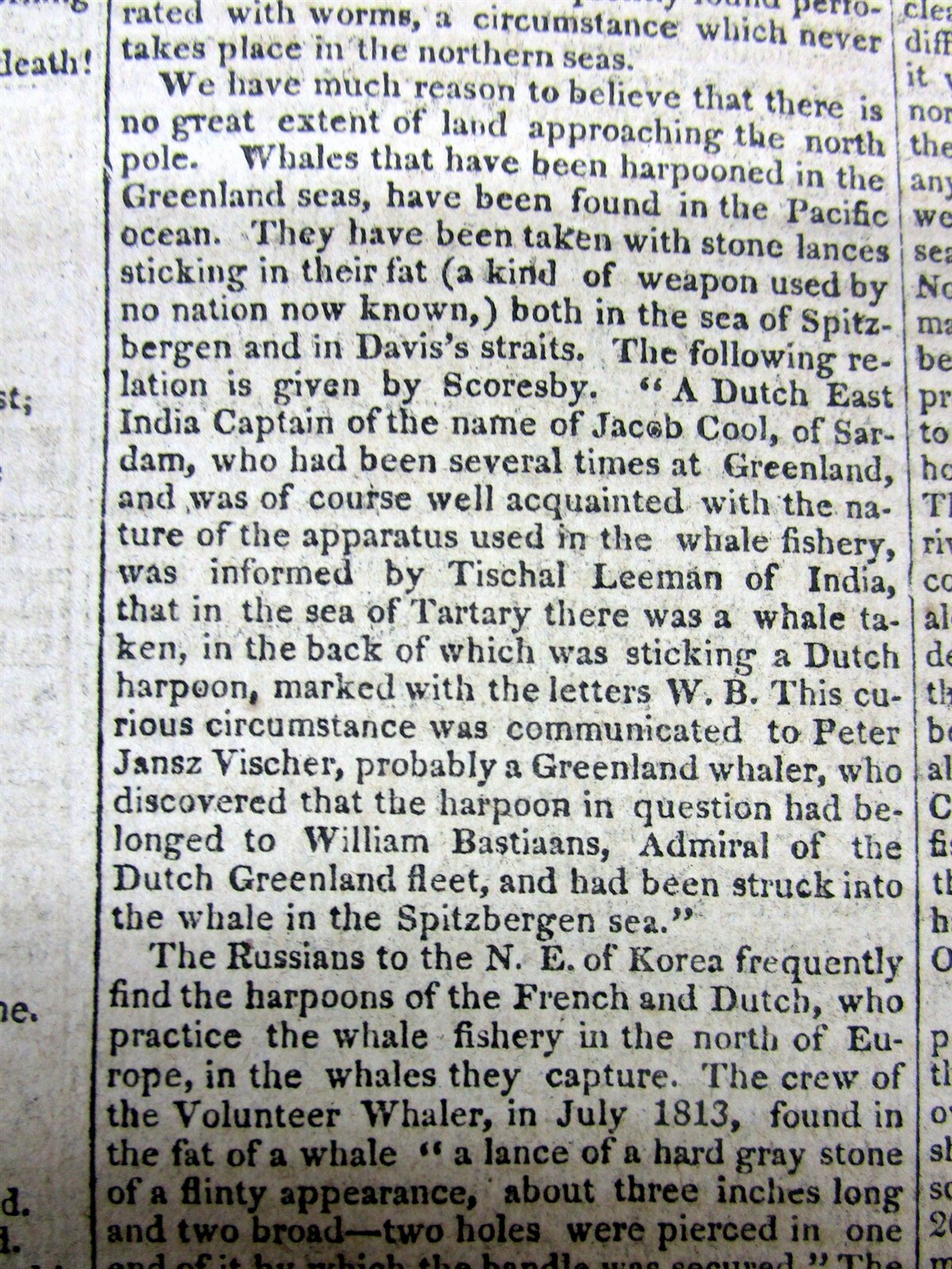 1825 newspaper w long essay on the EARLY SEARCH for a maritime NORTHWEST PASSAGE