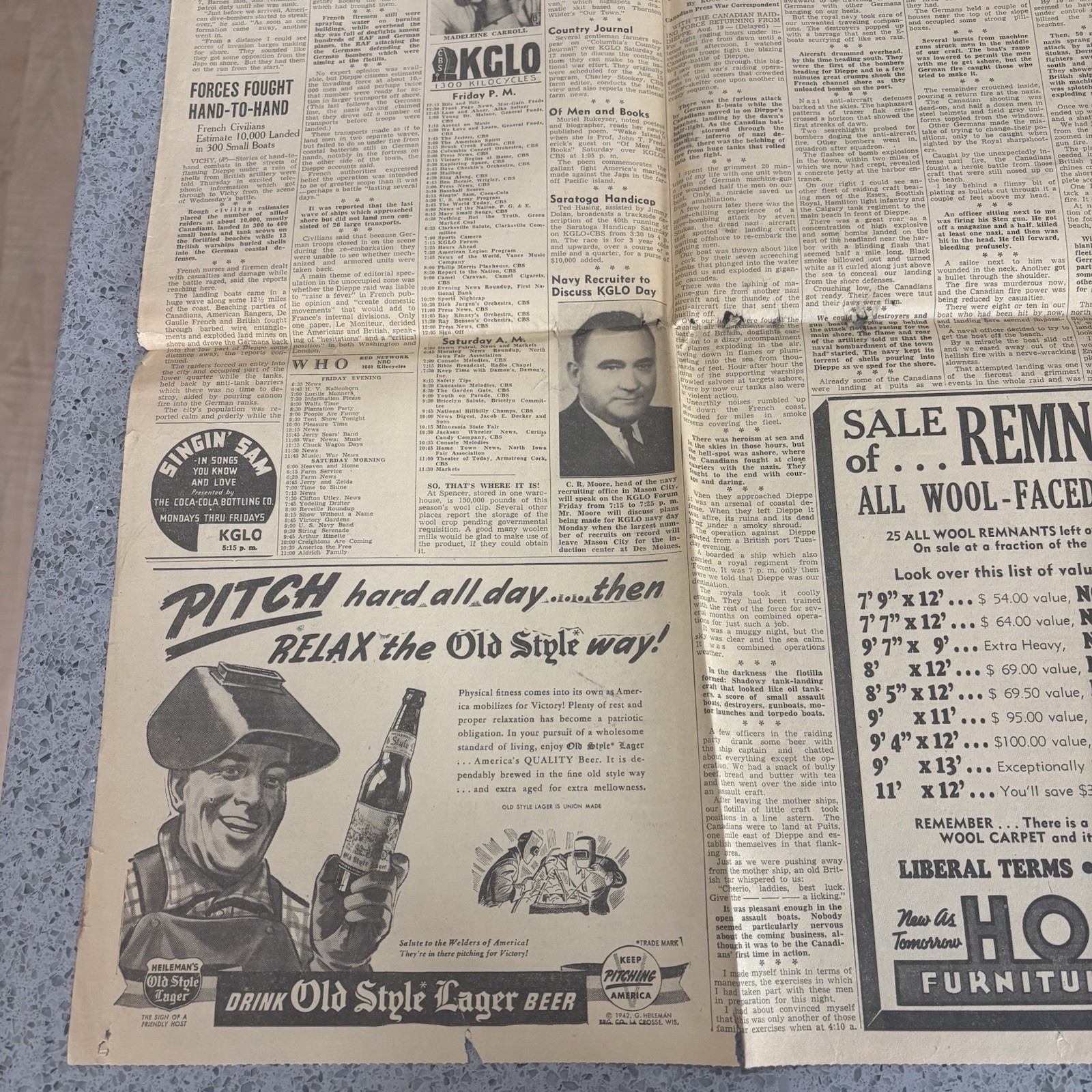 Vintage Newspaper 1940s Pg WW2 Marines Solomon Headline Ephemera Iowa