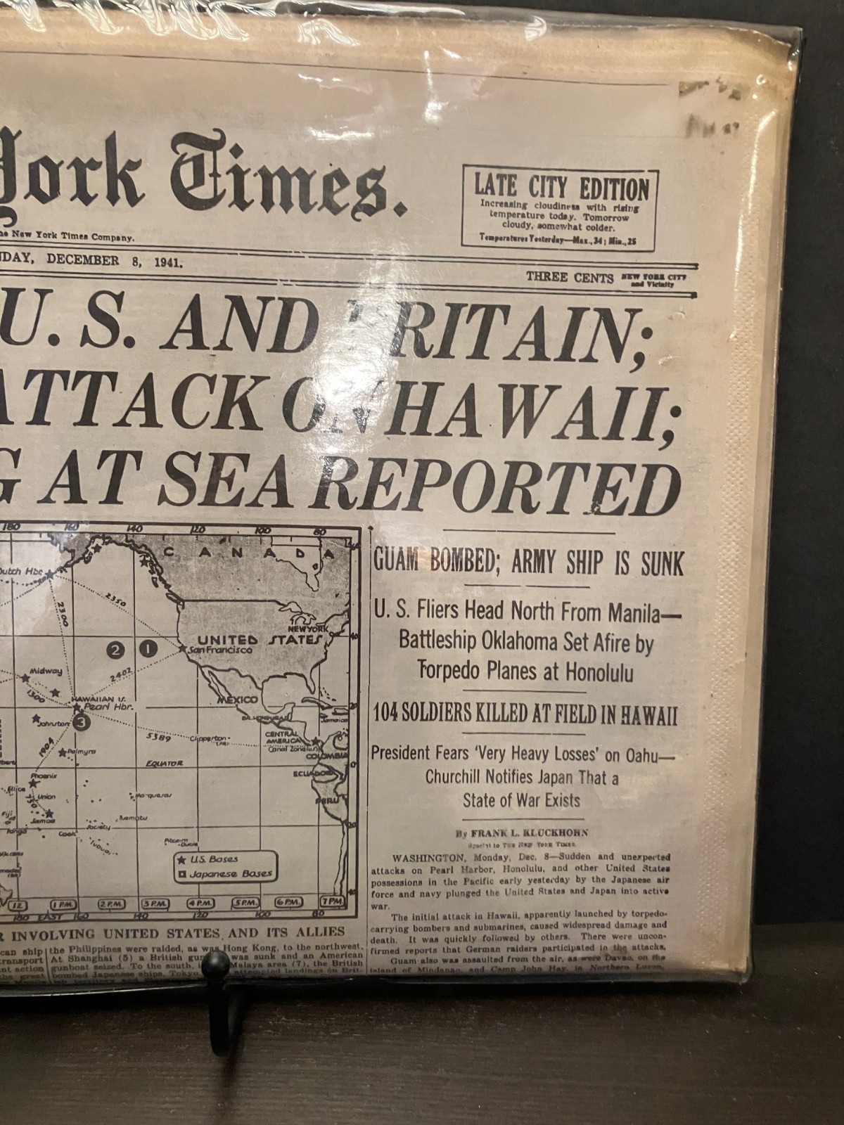New York Times 50th Commemorative Edition WWII Japan Attacks Newspaper Printed 1