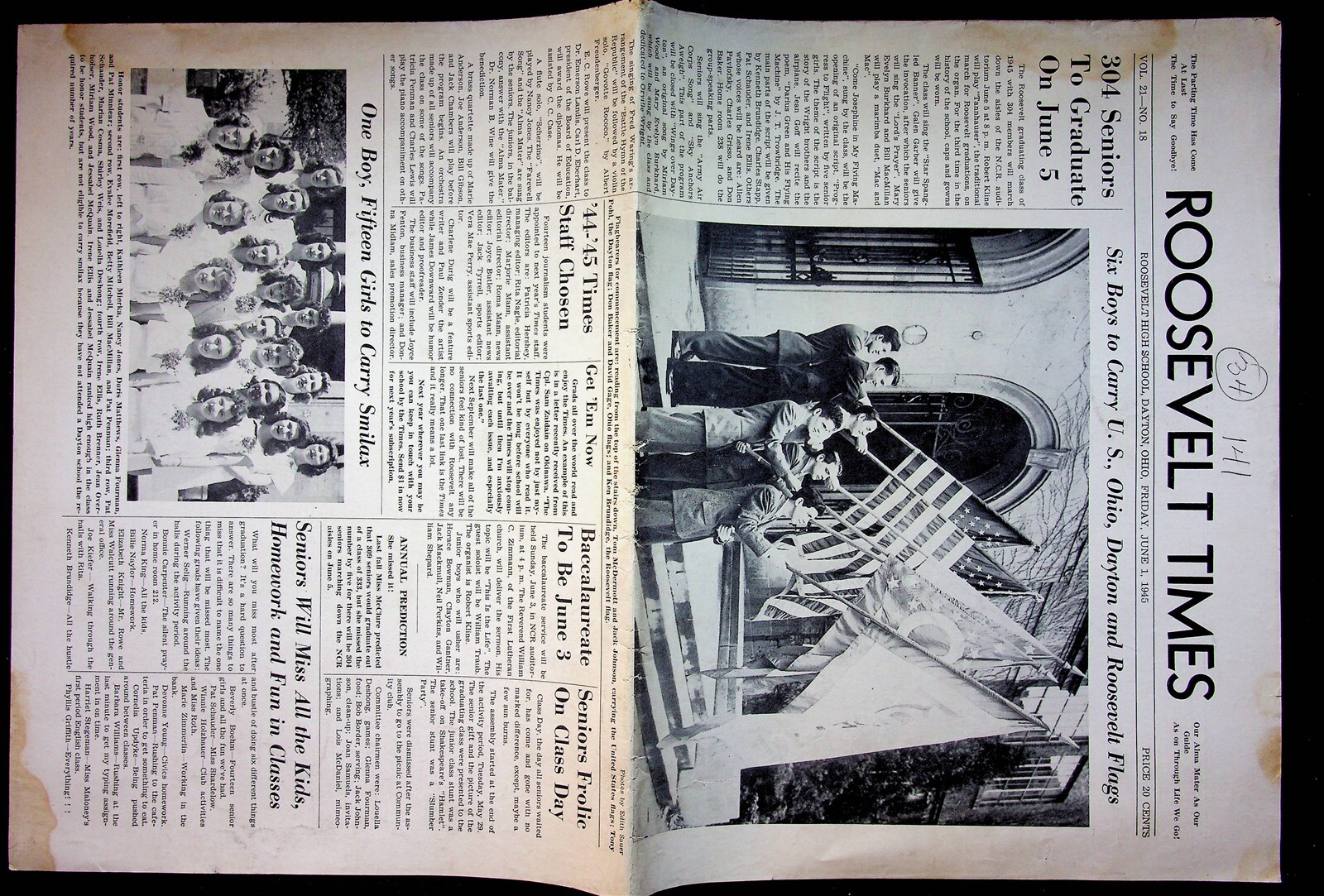 1945-1947 Roosevelt Times High School Dayton Ohio Lot Of 4 School Newspapers