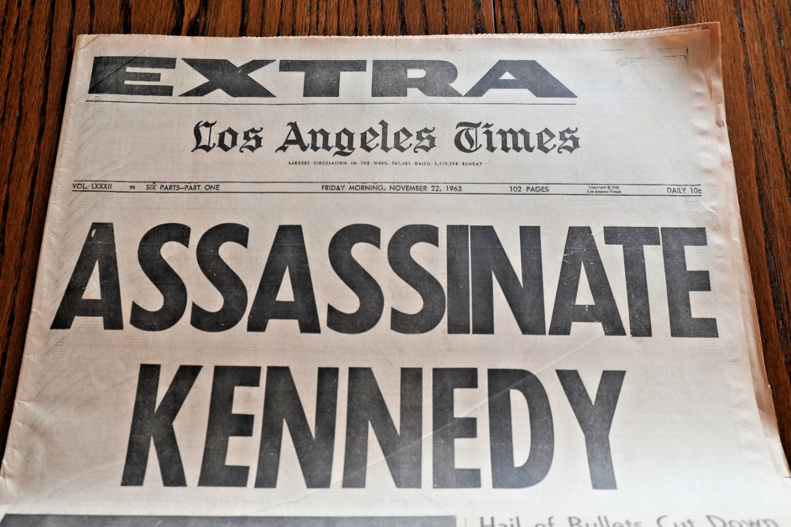 Los Angeles Times Genuine Early Extra Nov 22, 1963 Assassinate Kennedy COMPLETE