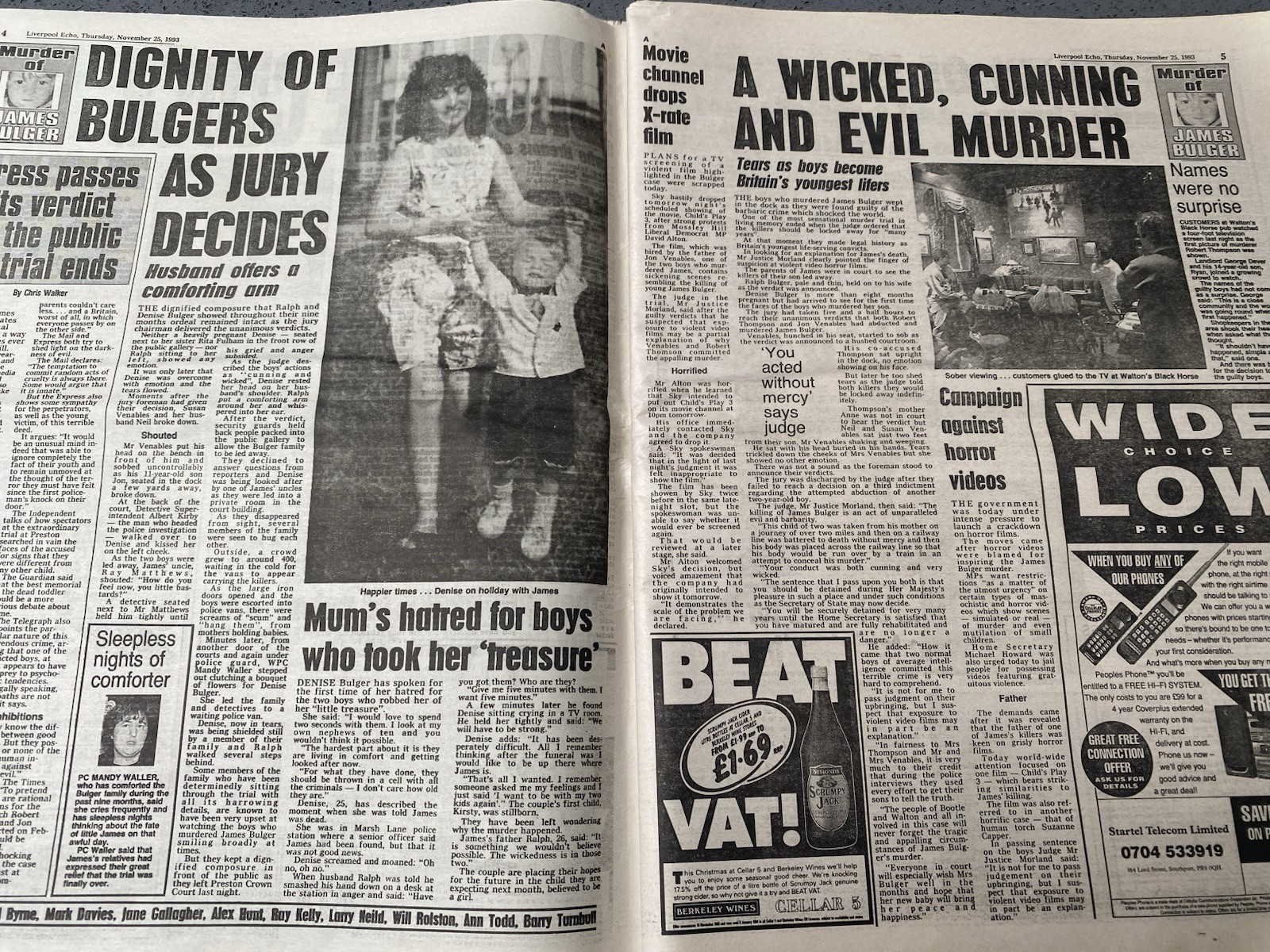 Liverpool Echo Newspaper November 25 1993 Tragedy James Burger
