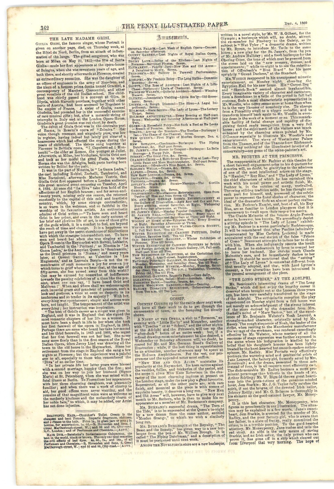1869 Penny Ilustrated Paper, Slaves, Irish Problem, Wood Green Murders, Oz Meat
