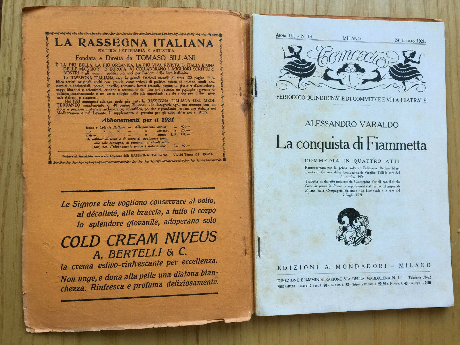 MONDADORI COMEDIA PERIODICO COMEDIA E VITA THEATRALE N° 14 1921 A. VARALDO 2/19
