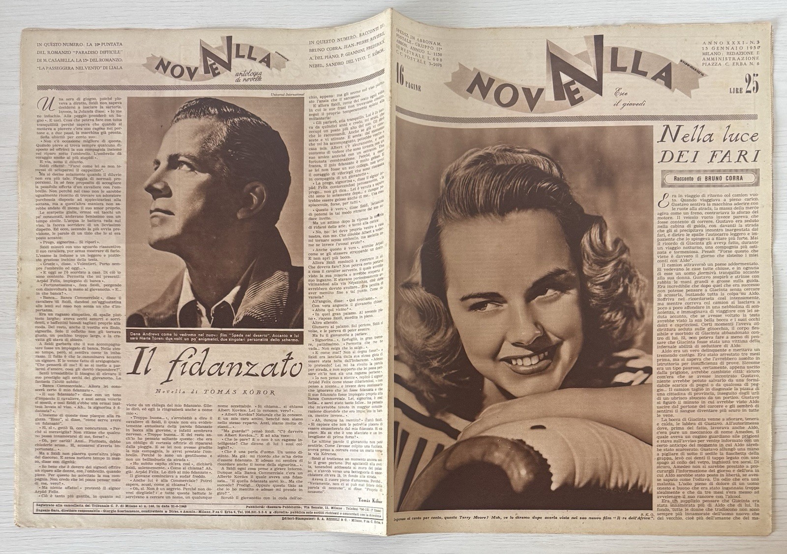 NEWS Women’s Literary Magazine Rizzoli No.3 1950 Year XXXI Terry Moore