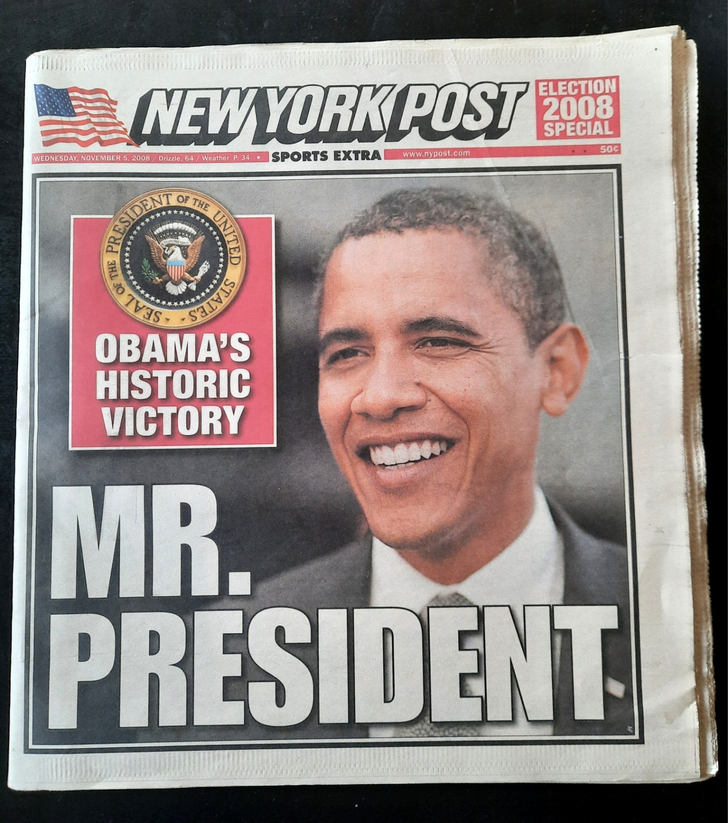 New York Post November 5 2008 Mr. President Barack Obama Historic Victory