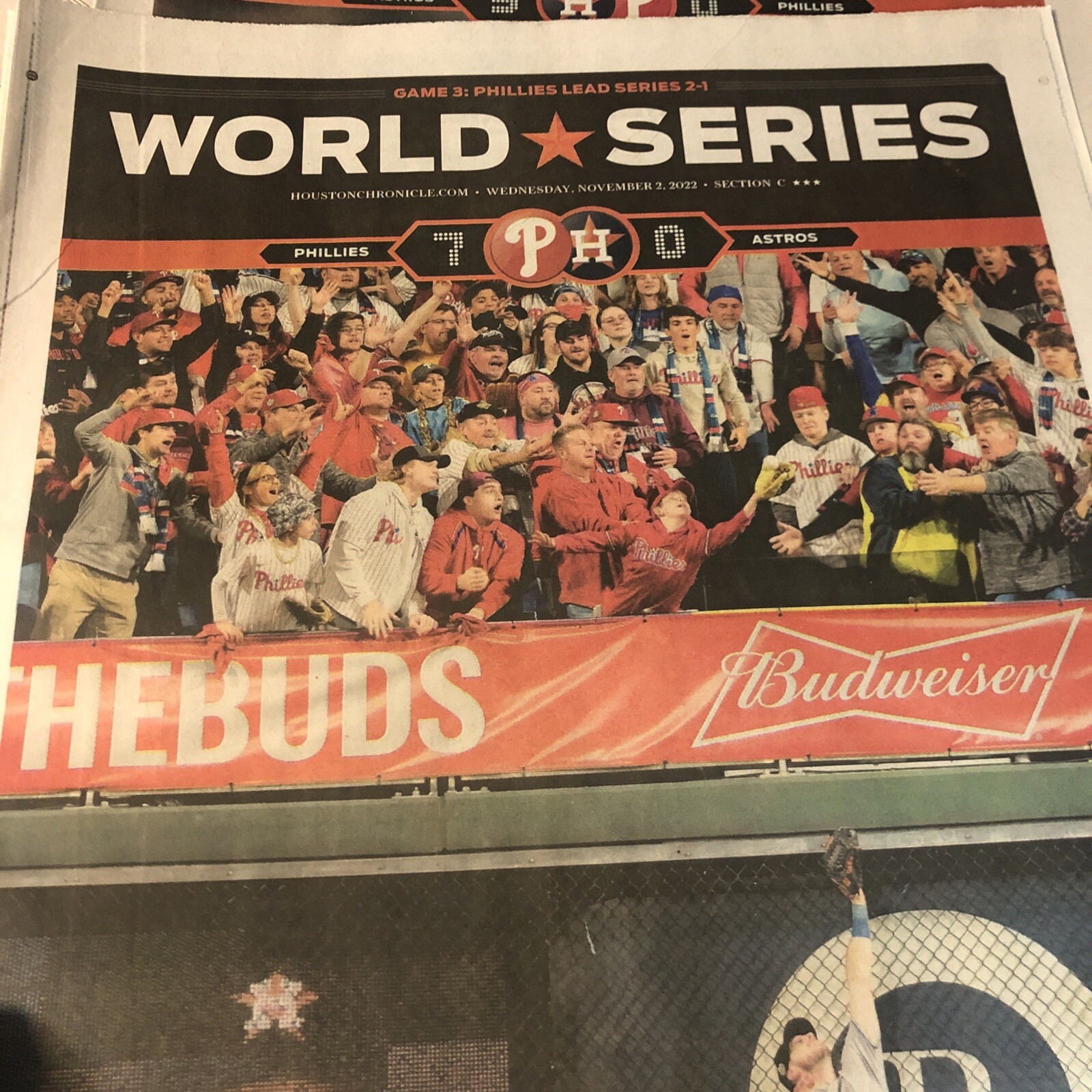 Astros 2022 World Series Houston Chronicle Lot 10/28 to 11/8
