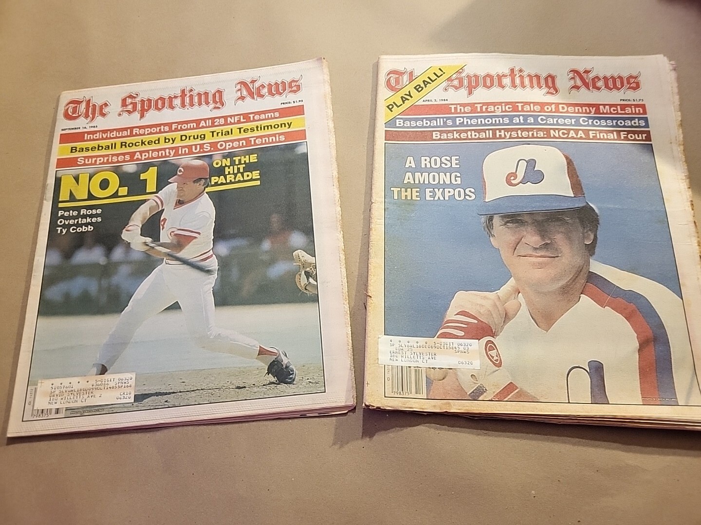 Pete Rose 1984, 1985 The Sporting News Cincinnati Reds Legend ,expos