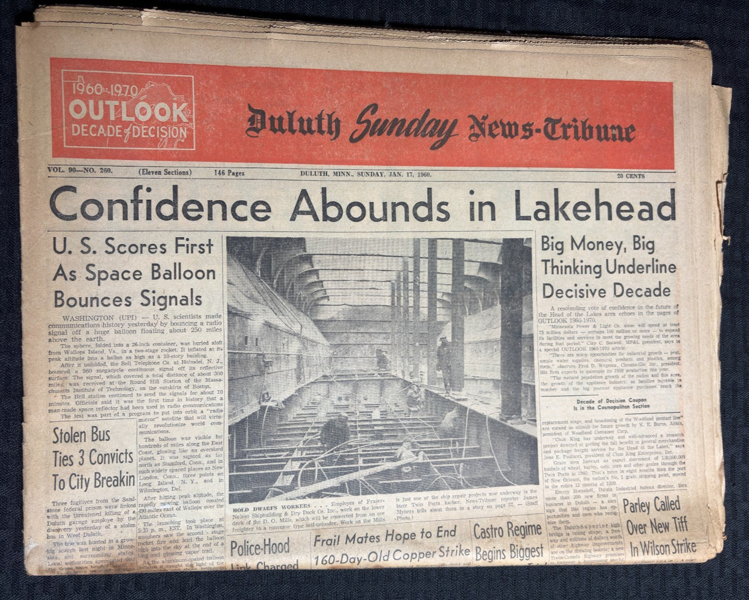 1960 Jan 17 DULUTH MN SUNDAY NEWS-TRIBUNE Newspaper VG 4.0 Confidence Abounds