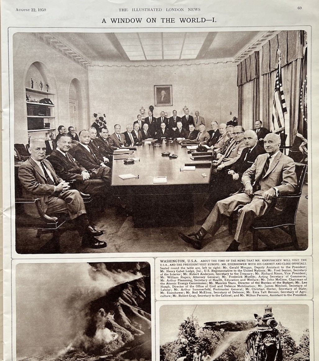 Vintage 1959 Pres EISENHOWER & VP Nixon Orig English Newspaper Photo 26x36cm EMF