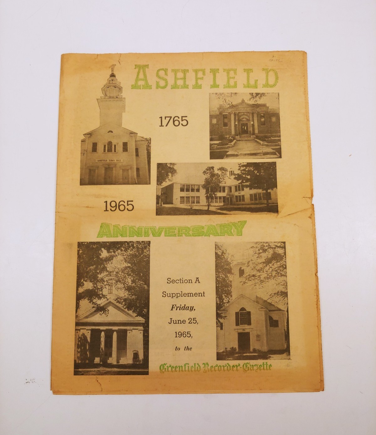 Ashfield, Massachusetts 1965 Bicentennial Newspaper Special Greenfield Recorder