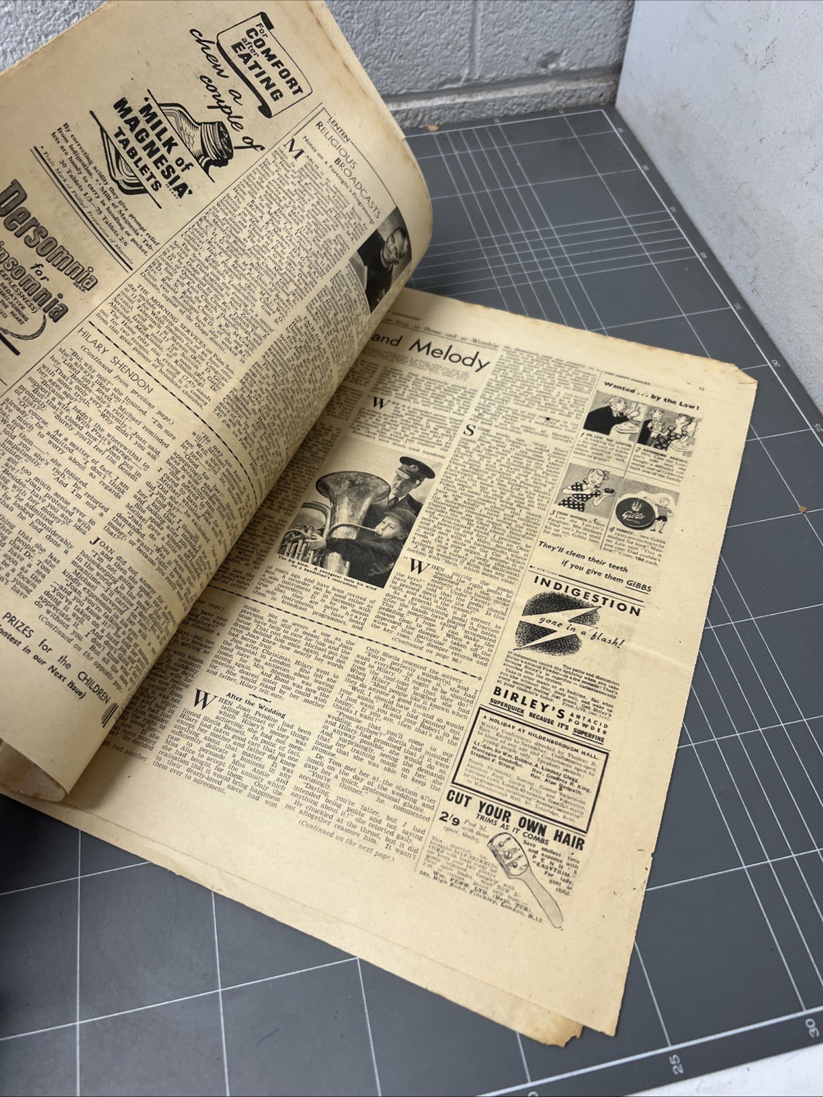VINTAGE NEWSPAPER SUNDAY COMPANION 1940s ART SCRAPBOOKING JUNK JOURNAL CATHOLIC