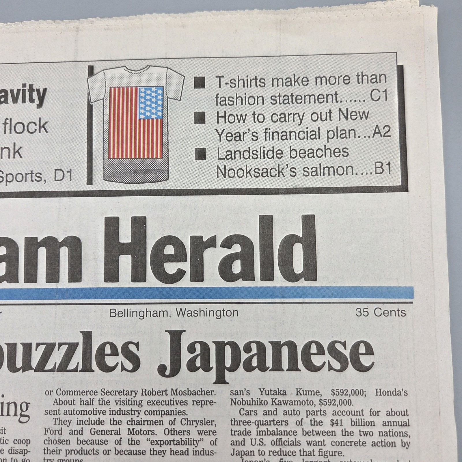 VTG 1992 Bellingham Herald WA Newspaper Jan 6 Alaska Pipeline Spill Front Page