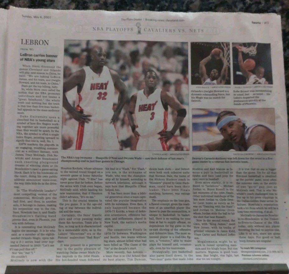 Plain Dealer newspaper LeBron James lot of 3 – 2003 high school 2004 ROY 2007