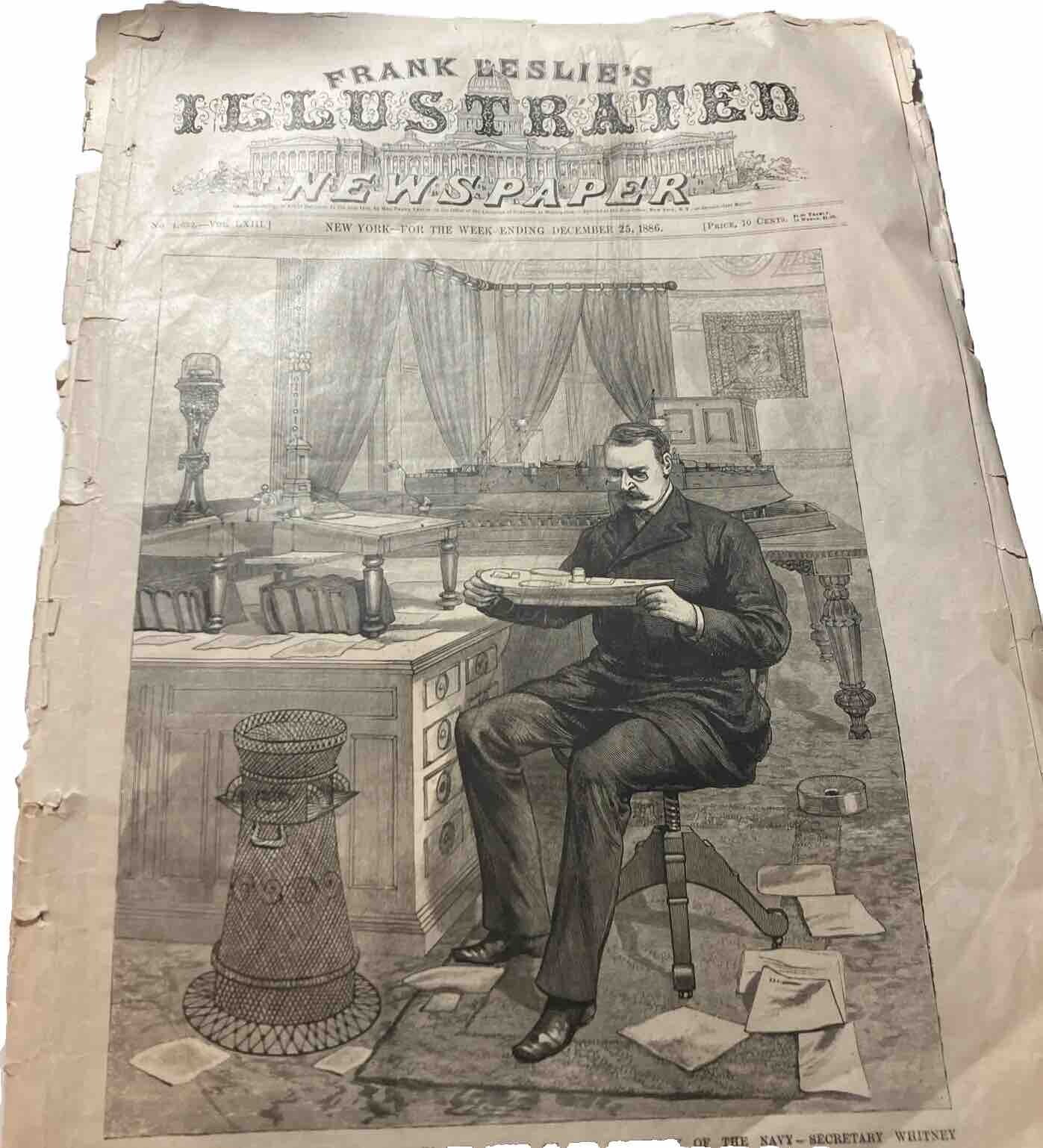 FRANK LESLIE’S ILLUSTRATED Complete Issue Christmas 1886 Mississippi River Boat