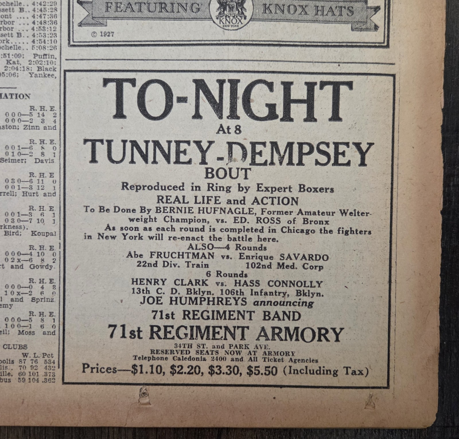 Sept 22, 1927 N.Y Herald Tribune Newspaper: TUNNEY vs DEMPSEY, BABE RUTH 55th
