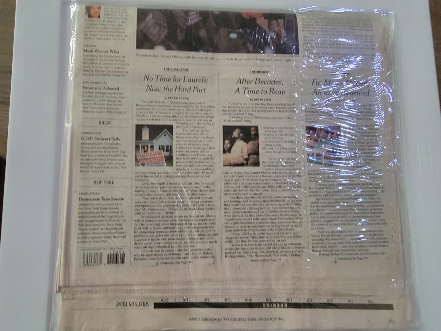 New York Times – November 5, 2008 (Obama’s historic election win – Late Edition
