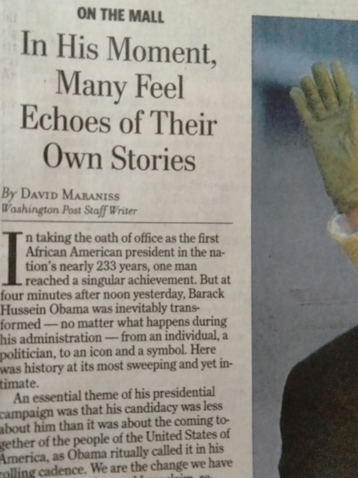 Newspapers- PRESIDENT OBAMA HUGE CROWDS WITNESS OATH, COMMEMORATIVE EDITION
