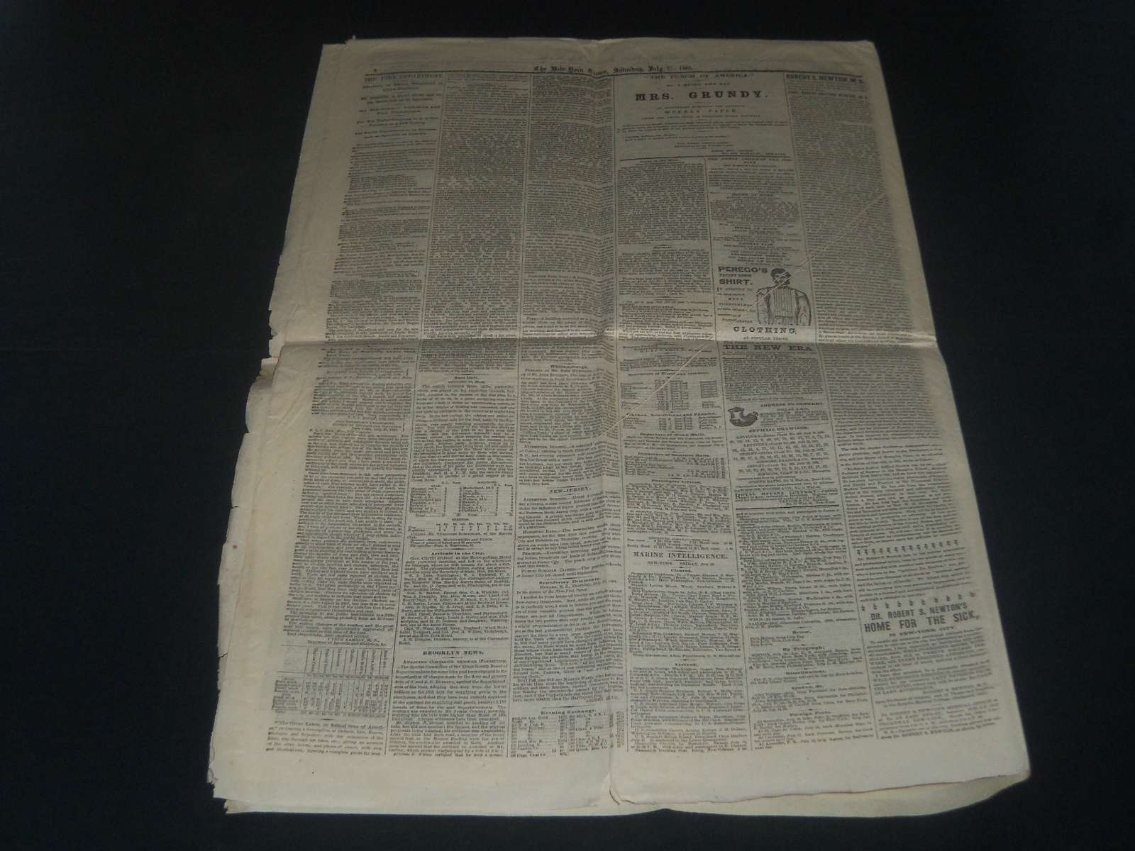 1865 JULY 29 NEW YORK TIMES NEWSPAPER – TENNESSEE UNDER MARTIAL LAW – NP 3992
