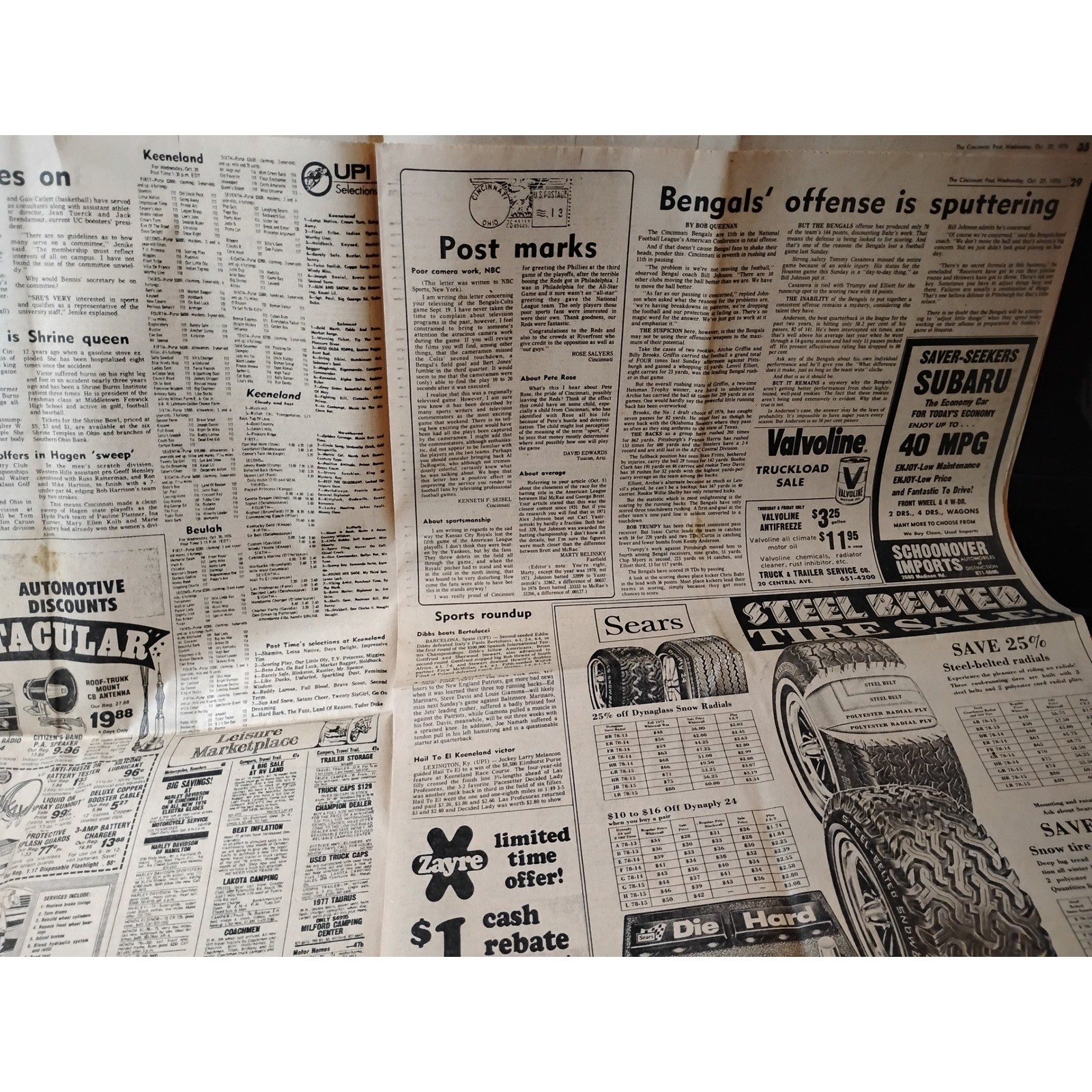VTG Cincinnati Post Sport Section Reds Yankees Series Rose Driesen 76 Stocks Ads