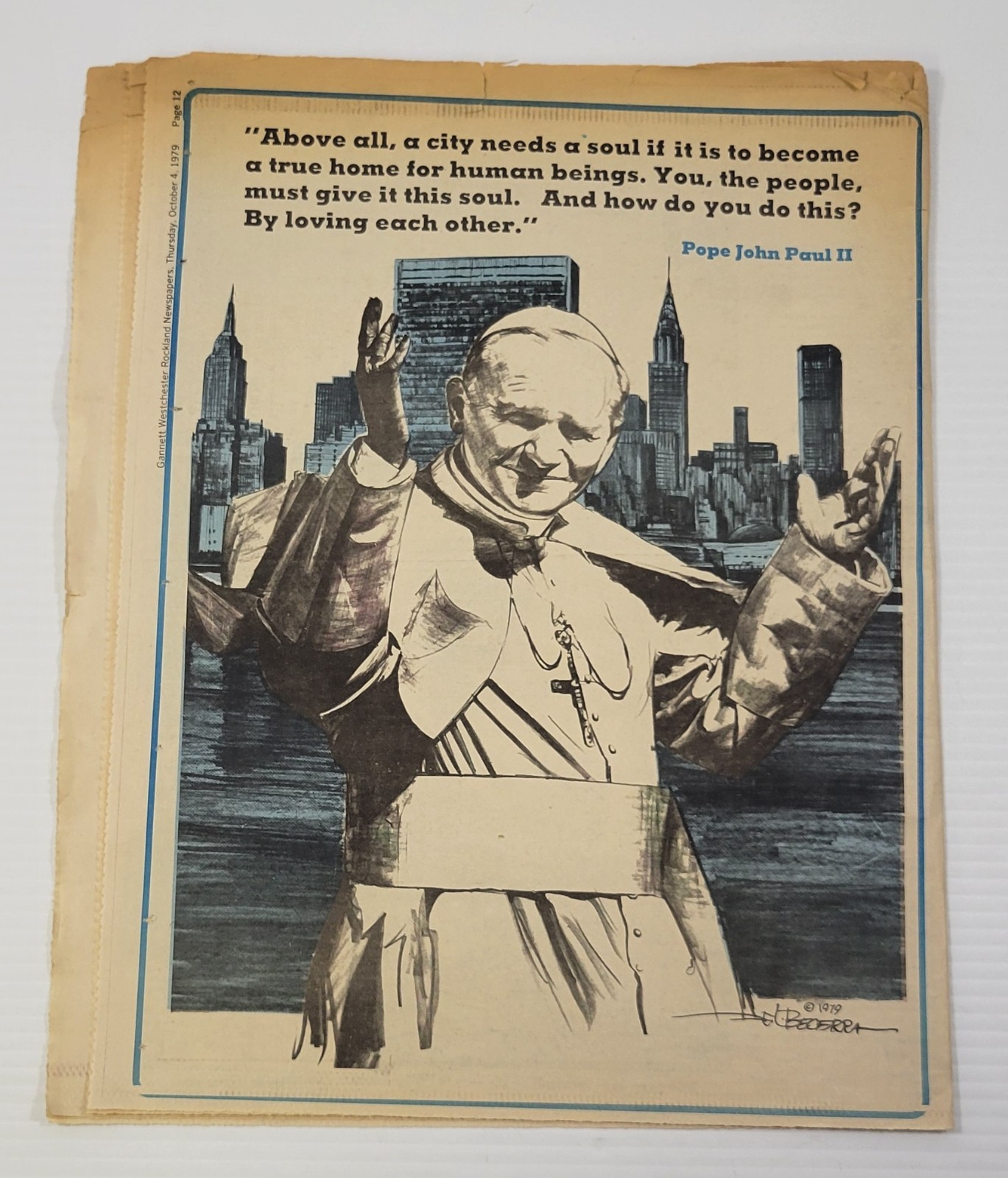 *L32) Today Newspaper October 4, 1979 Pope John Paul II Visits New York