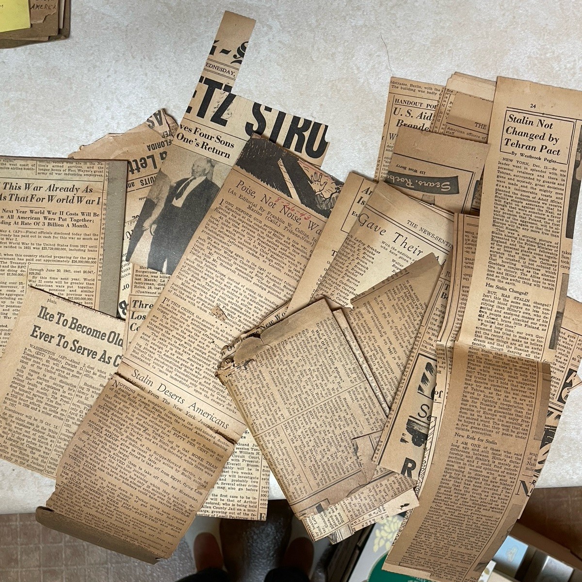 Newspaper Clippings From 1940s. Very Fragile