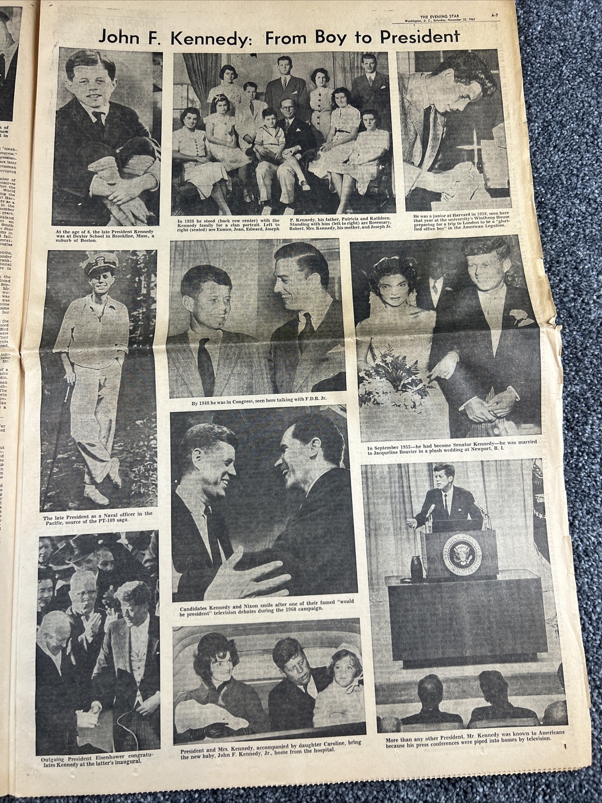The Evening Star, Washington DC “Johnson Takes Over” 11/23/1963 A Section Only