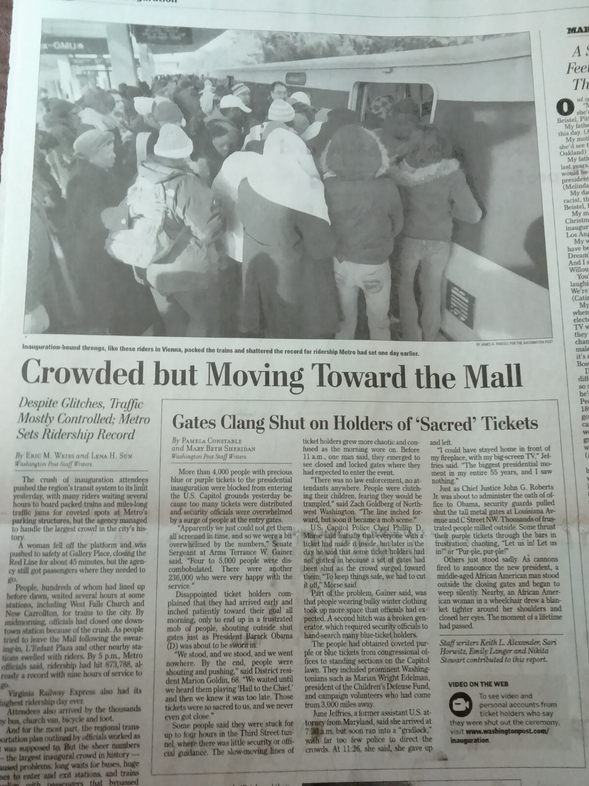 Newspapers- PRESIDENT OBAMA HUGE CROWDS WITNESS OATH, COMMEMORATIVE EDITION