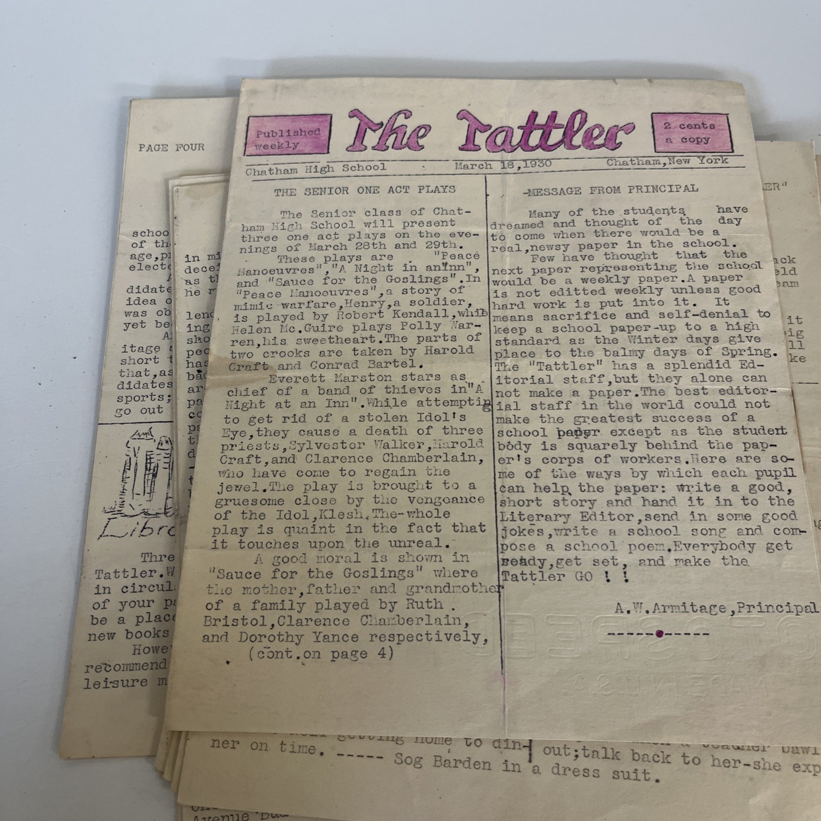 Lot 30+ High School Newspapers The Tattler 1930-1934 Chatham NY Columbia County