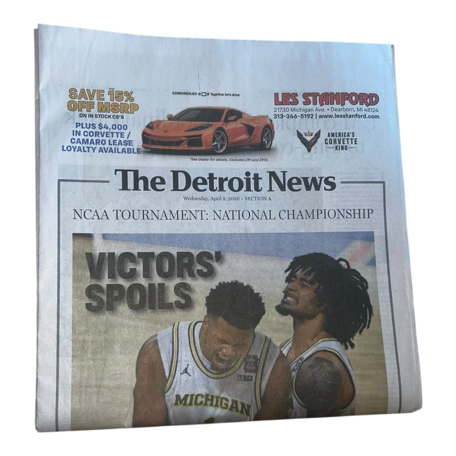 Detroit News & Free Press 2026 Michigan Basketball National Champions Newspaper