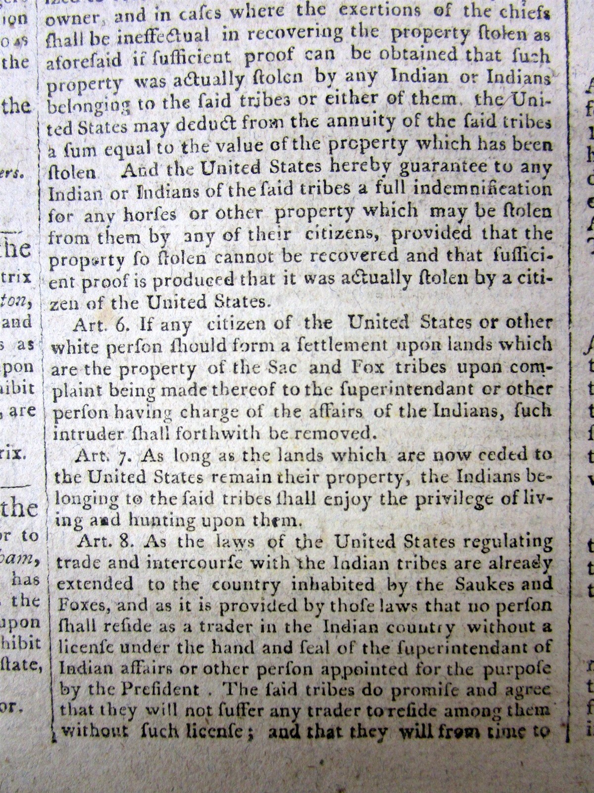Best 1805 display newspaper NATIVE AMERICAN INDIAN TREATY signd THOMAS JEFFERSON