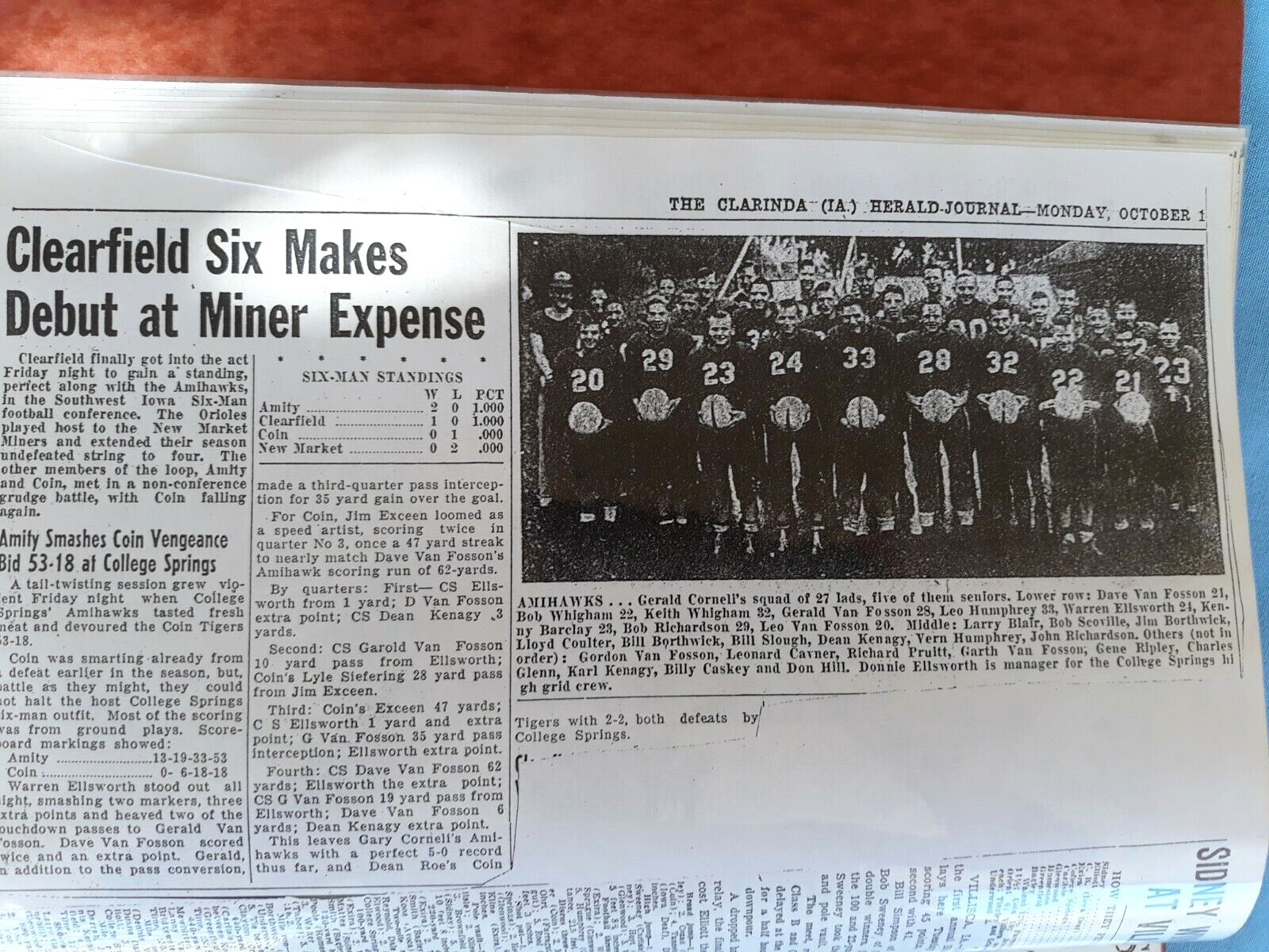 Southwest Iowa 1955 Copied Newspaper Clippings High School Sports 28 Pages