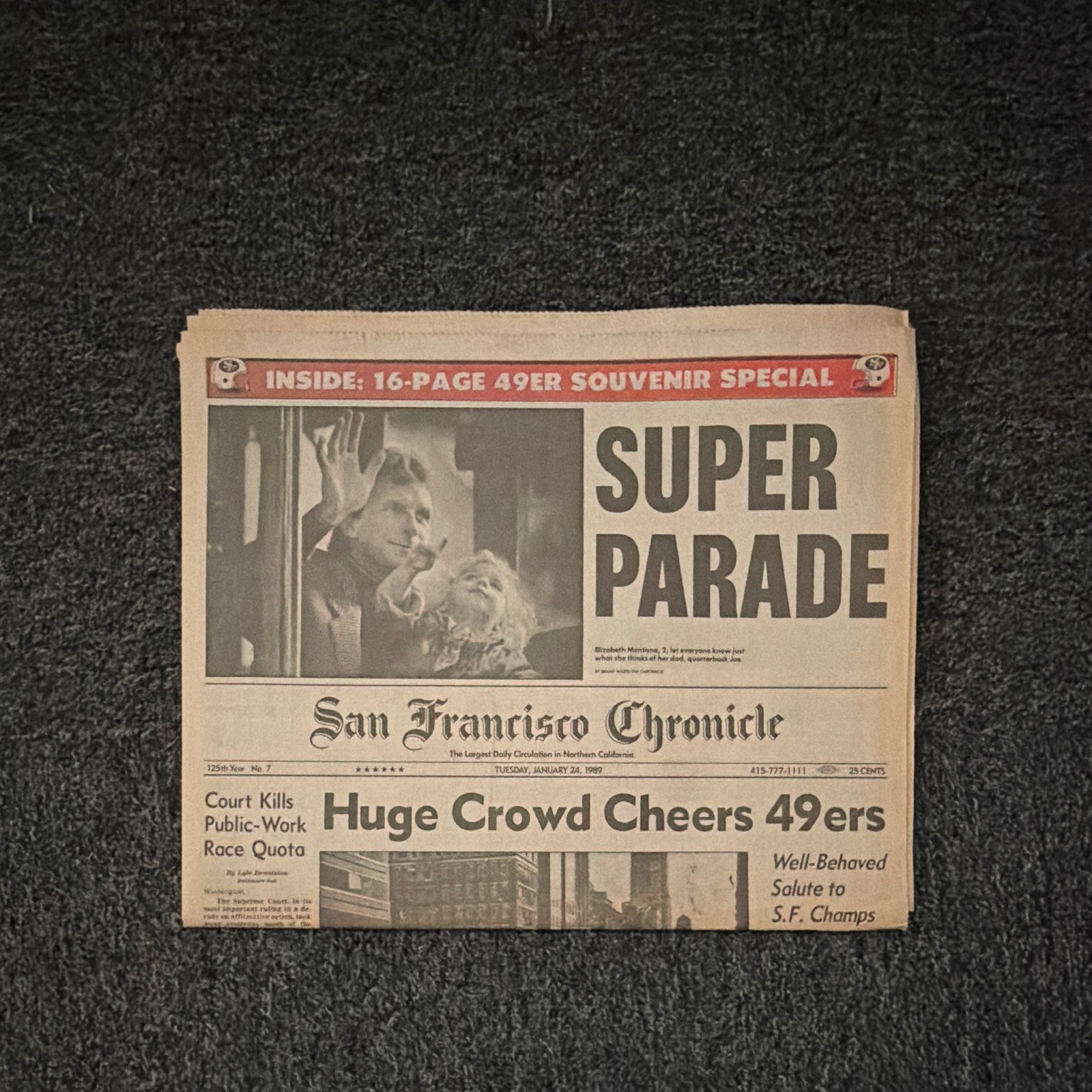 San Francisco Chronicle Newspaper Jan 24 1989 “SUPER PARADE” 49ers Front Page