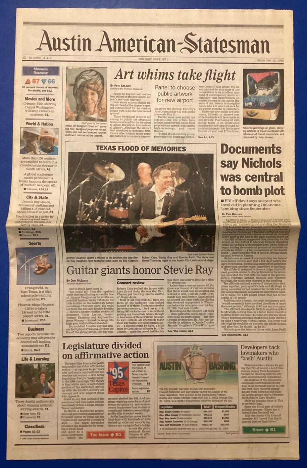 Stevie Ray Vaughan & Jimmie Vaughan Austin American Statesman 1993 & 1995