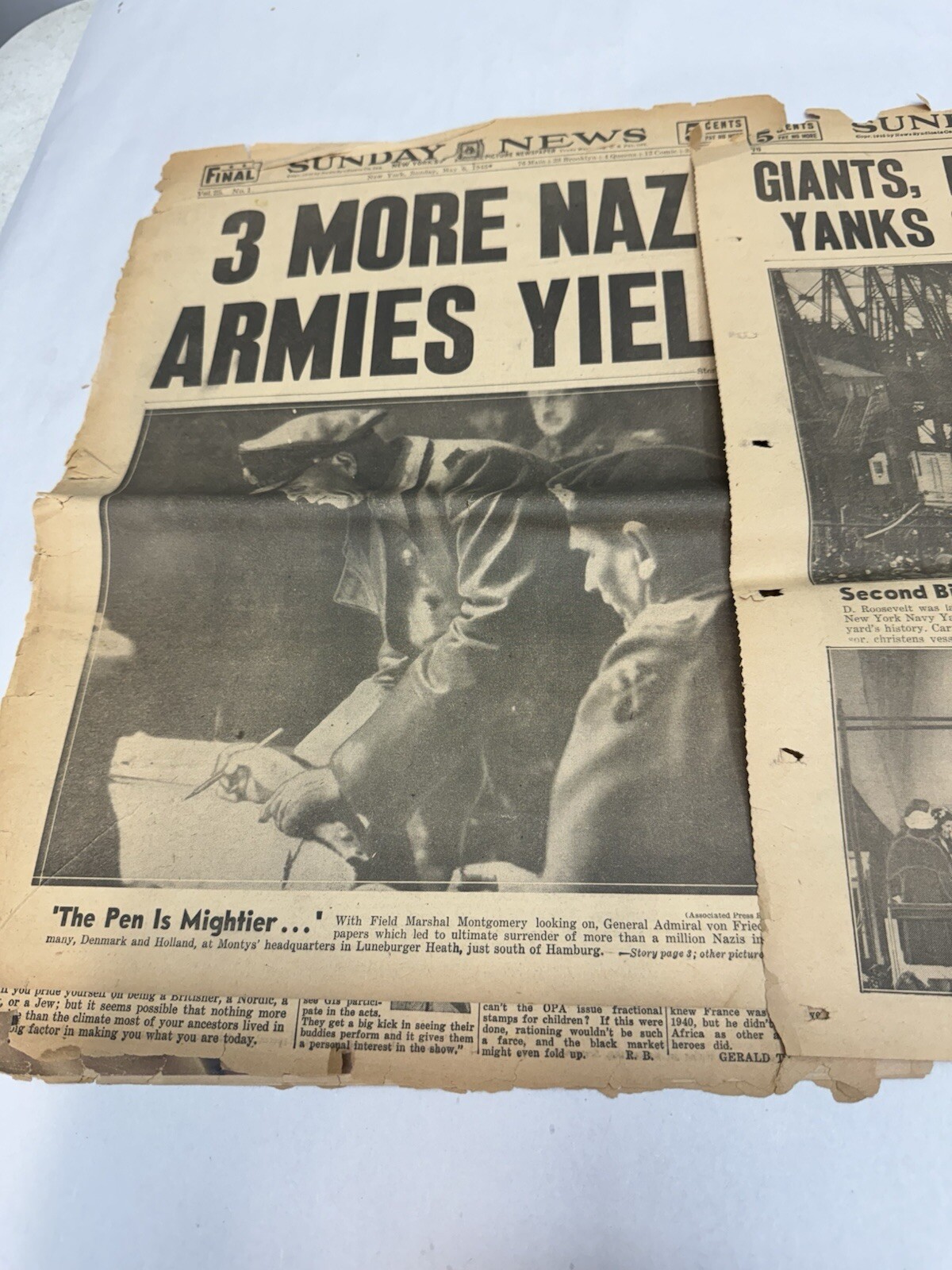 1940s New York Sunday News Front Pages WWII Nazis Giants Dodgers