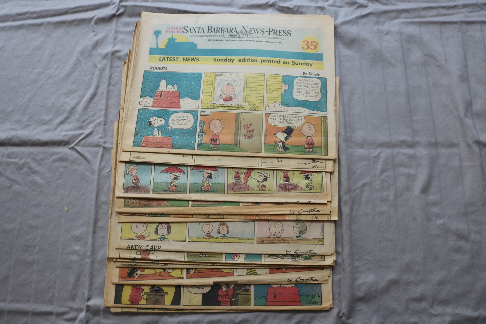 1974-1975 SANTA BARBARA NEWS-PRESS SUNDAY COMICS SECTIONS- LOT OF 14- NP 9309