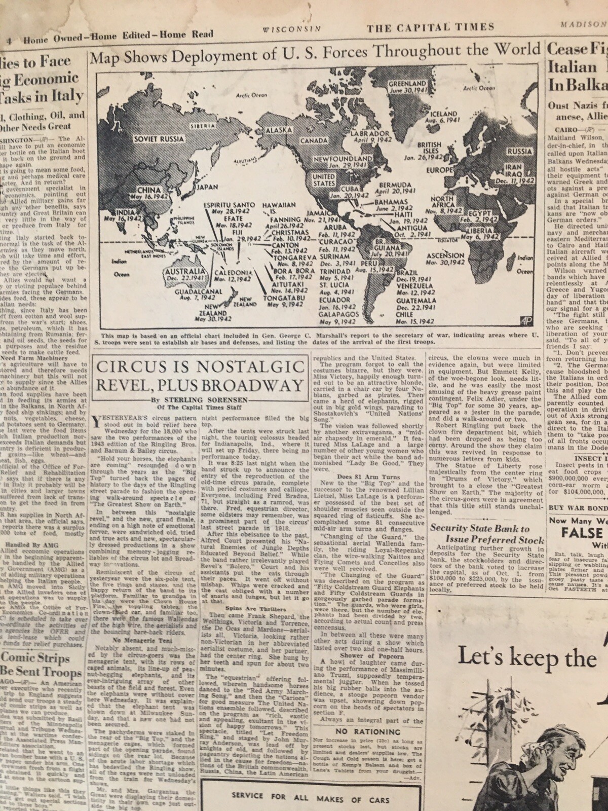 WWII Italy Quits-Invasion Naples 1943 Madison WI Dane County War Bond