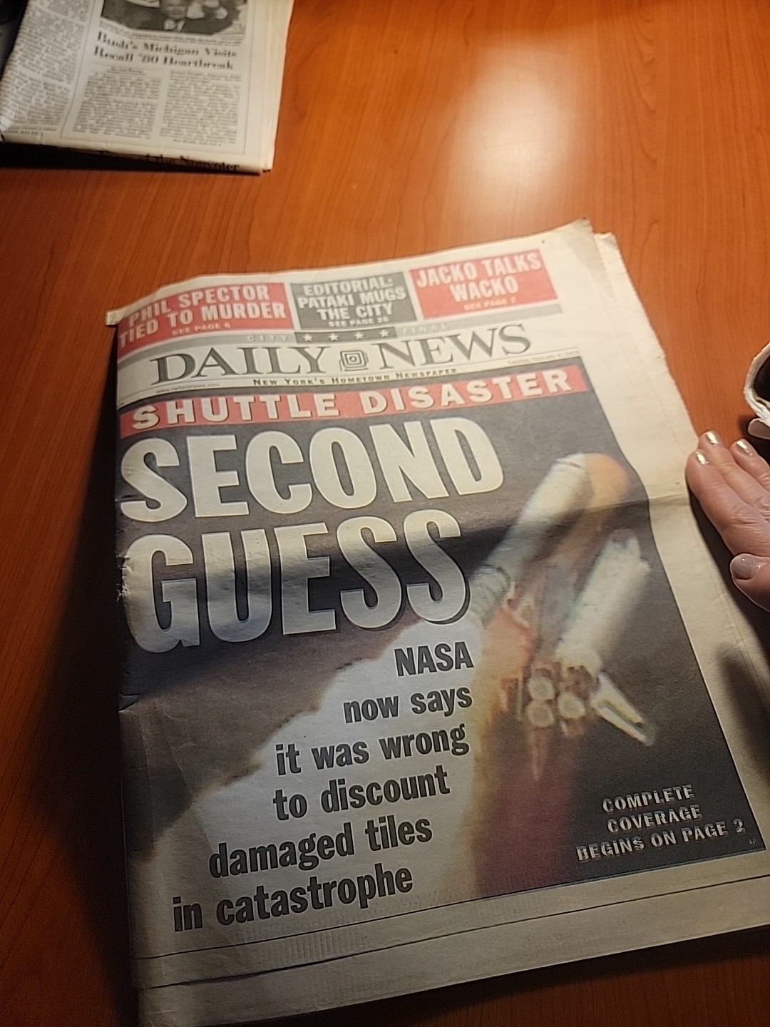 Daily News February 4, 2003, Columbia Space Shuttle disaster Rare Vintage