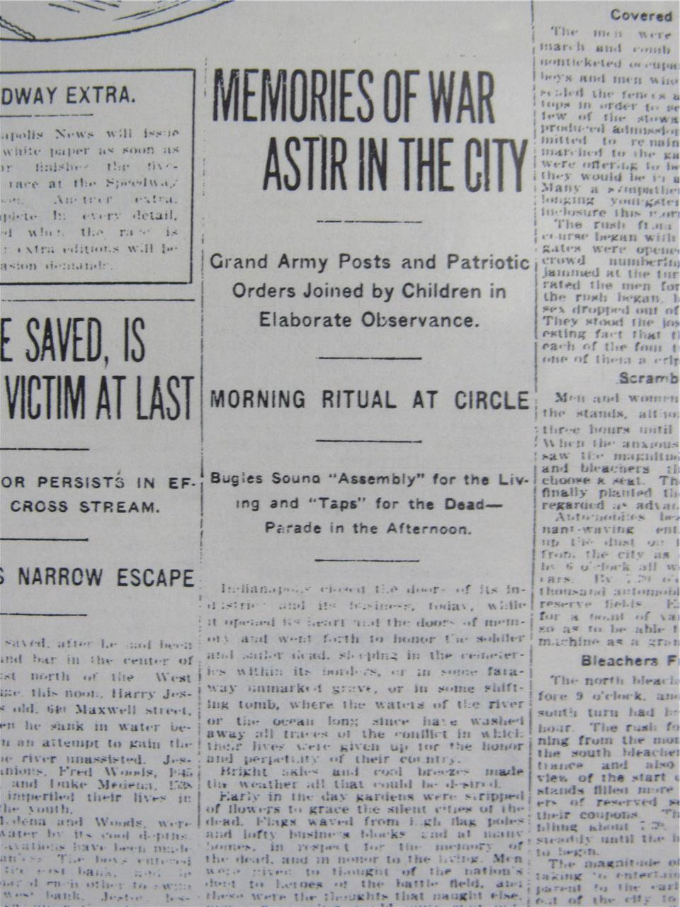 VINTAGE NEWSPAPER HEADLINE ~ HARROUN MARMON WINS 1st INDIANAPOLIS 500 RACE 1911