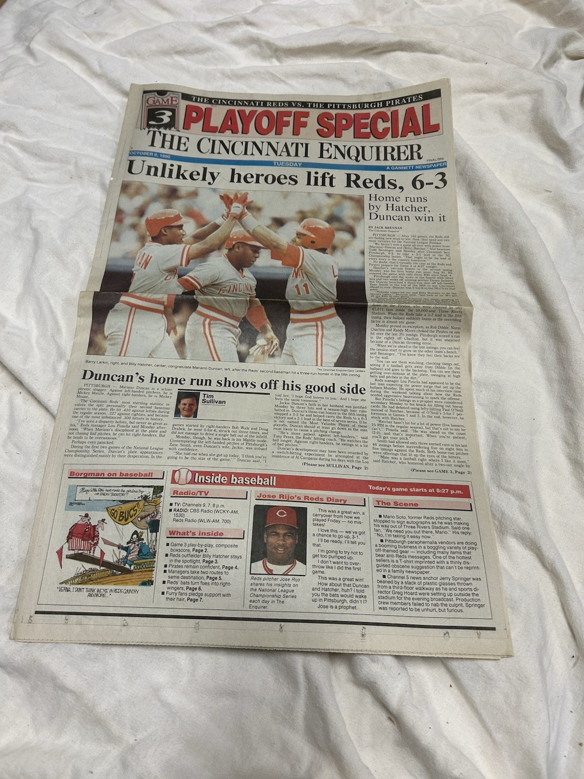 Oct 9, 1990 Cincinnati Enquirer -Reds’ 6-3 playoff victory in game 3